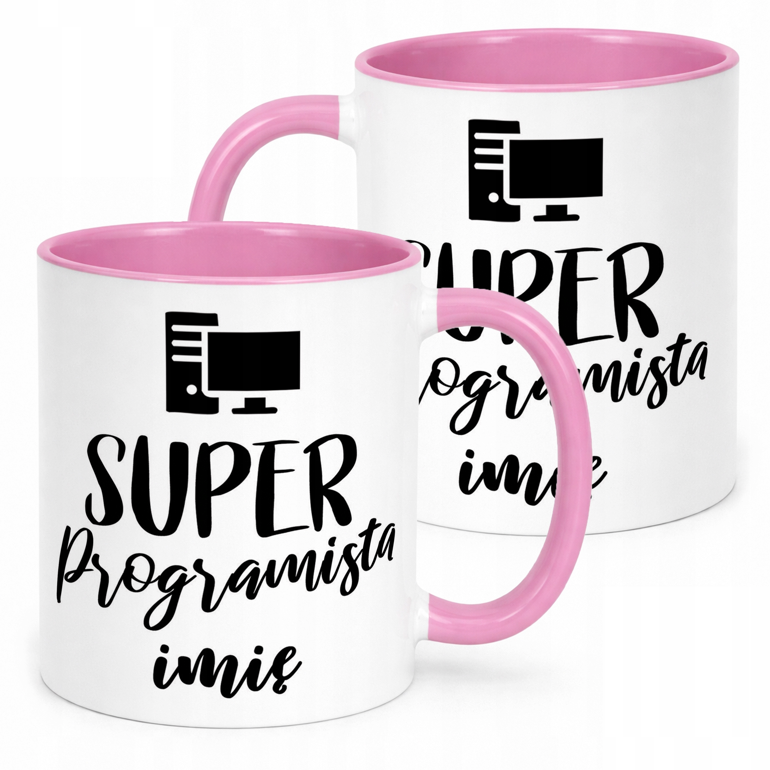 Kubek Różowy Personalizowany Super Programista Prezent Upominek