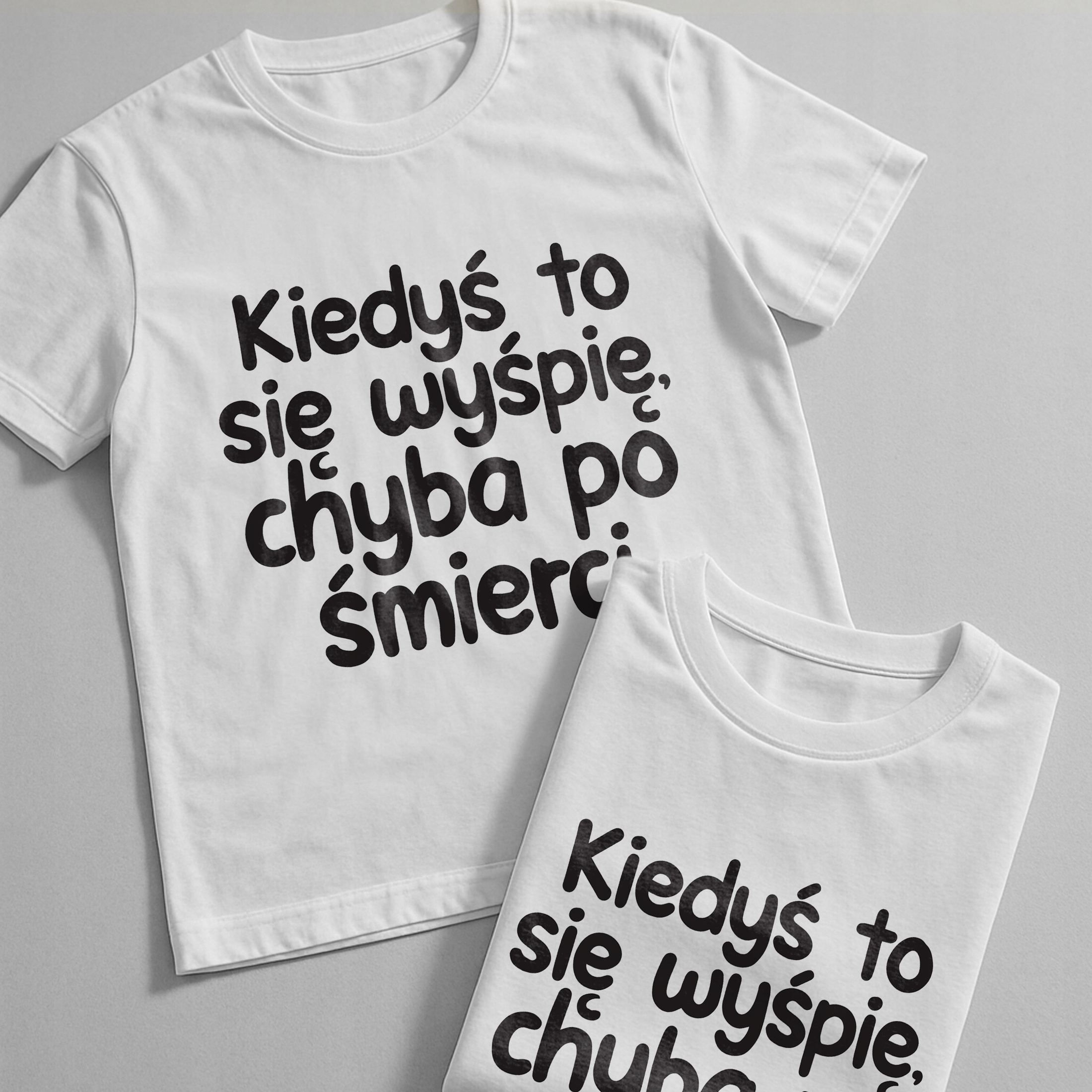 Koszulka biała męska Kiedyś To Się Wyśpię Zabawny Prezent