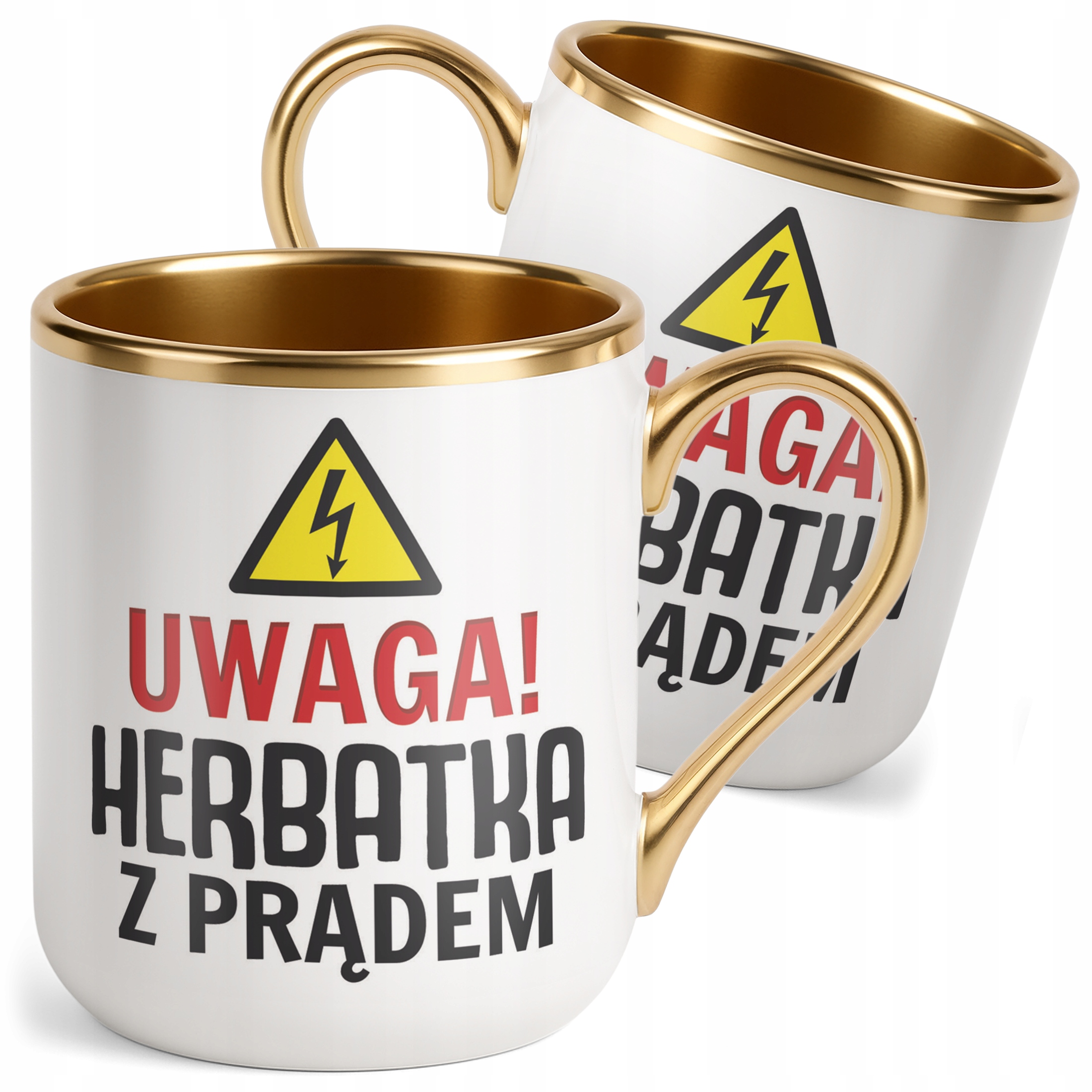 Kubek Premium Złoty Uwaga Herbata Z Prądem Zabawny Prezent Upominek