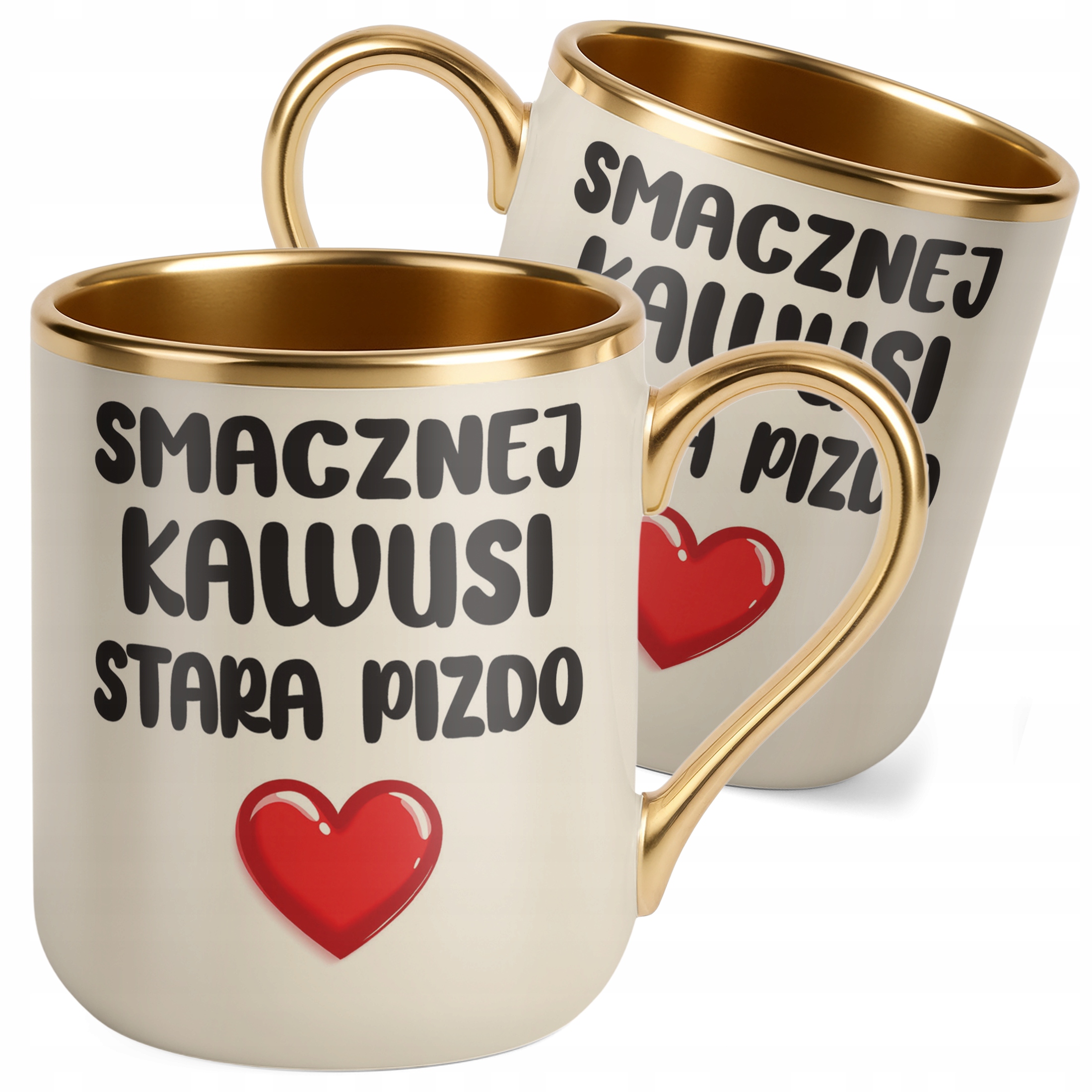 Kubek Premium Złoty Ecru Smacznej Kawusi Stara Piz*o Śmieszny Zabawny