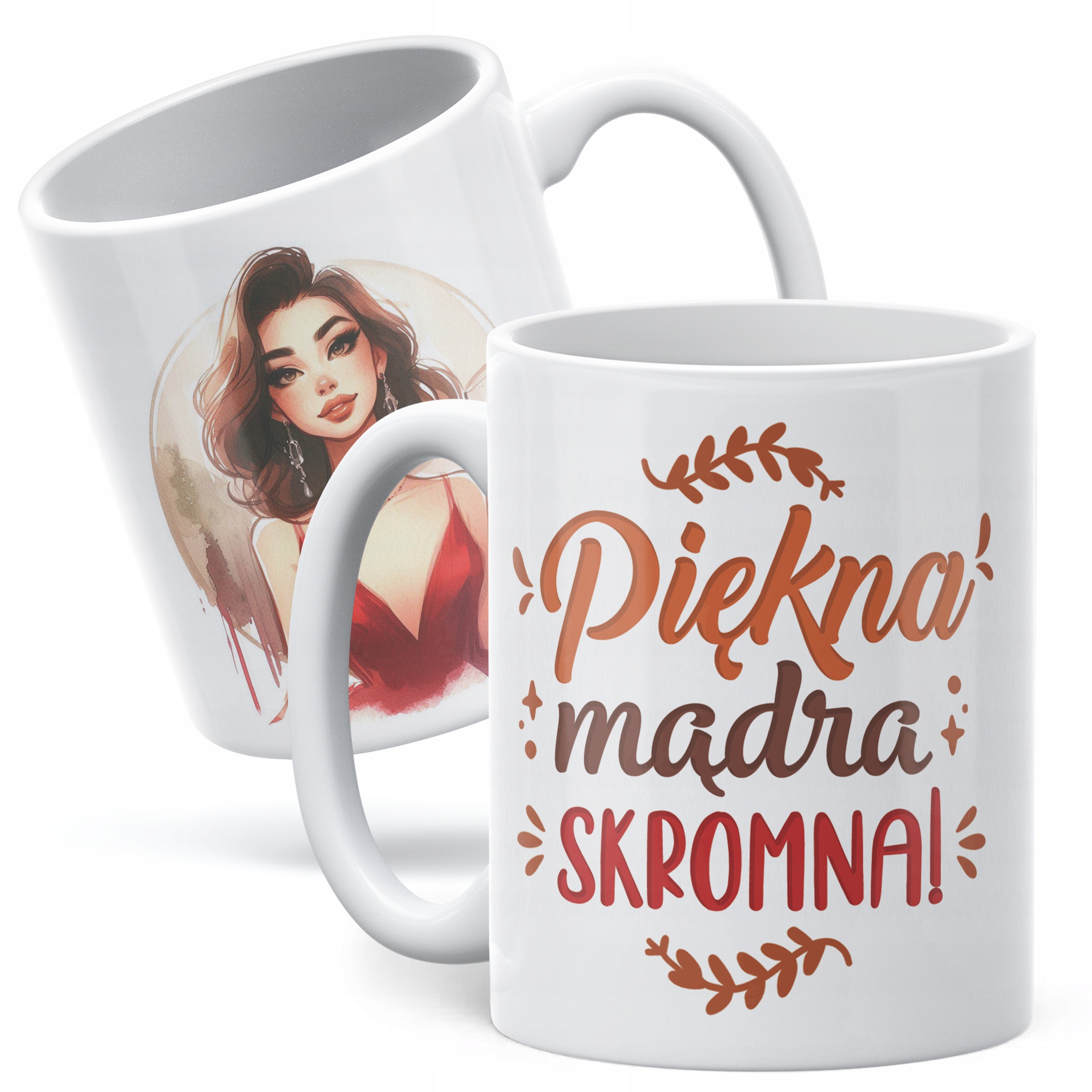 Zestaw Kubek + Torba Dzień Kobiet Prezent Upominek Piękna Mądra Skromna