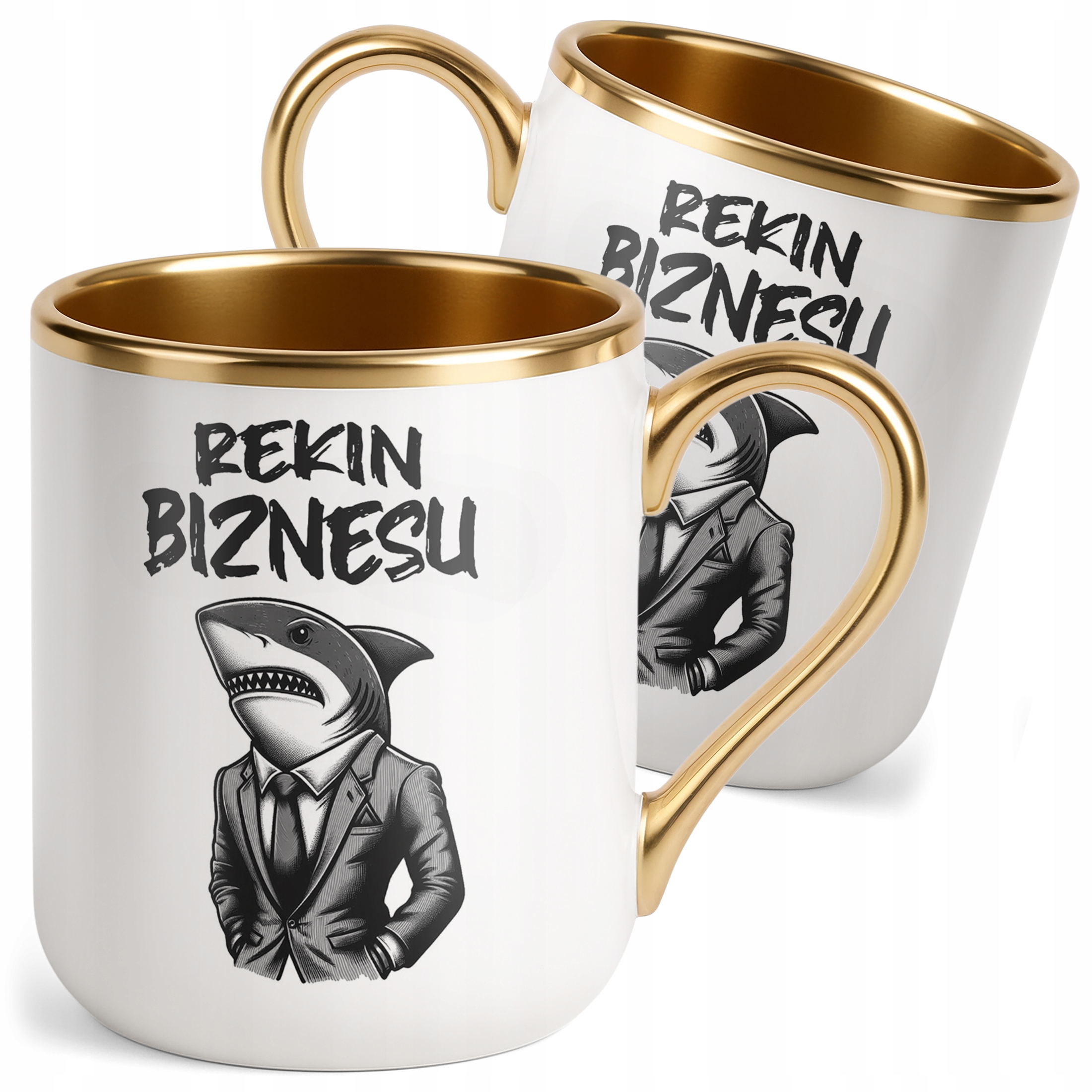 Kubek Premium Złoty Rekin Biznesu Prezent Praca Dla Rekina Biznesu