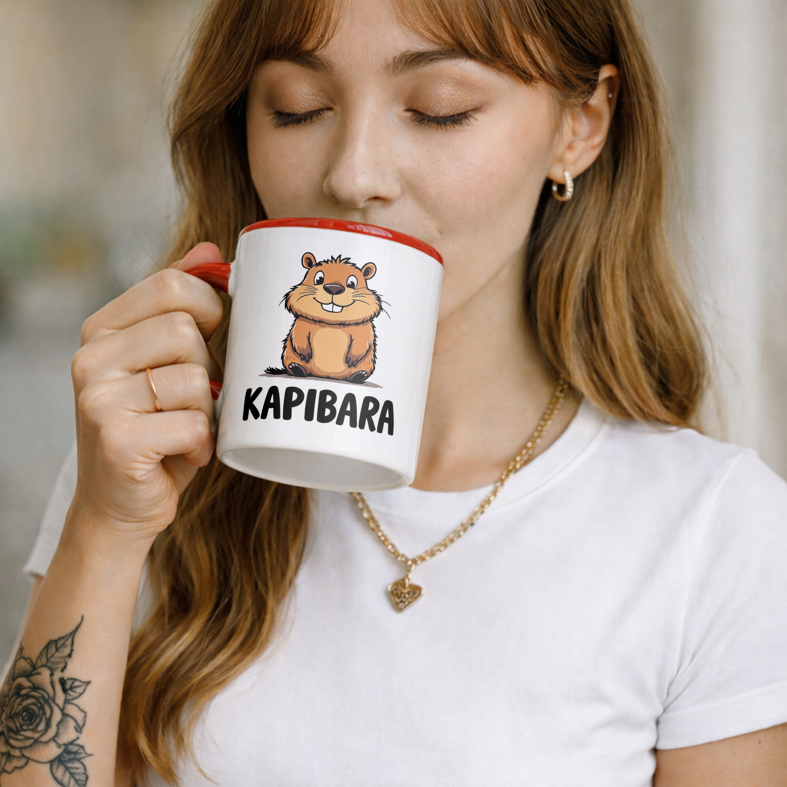 Kubek ceramiczny Kapibara Capybara Zwierzak Słodki Dla Dzieci Prezent