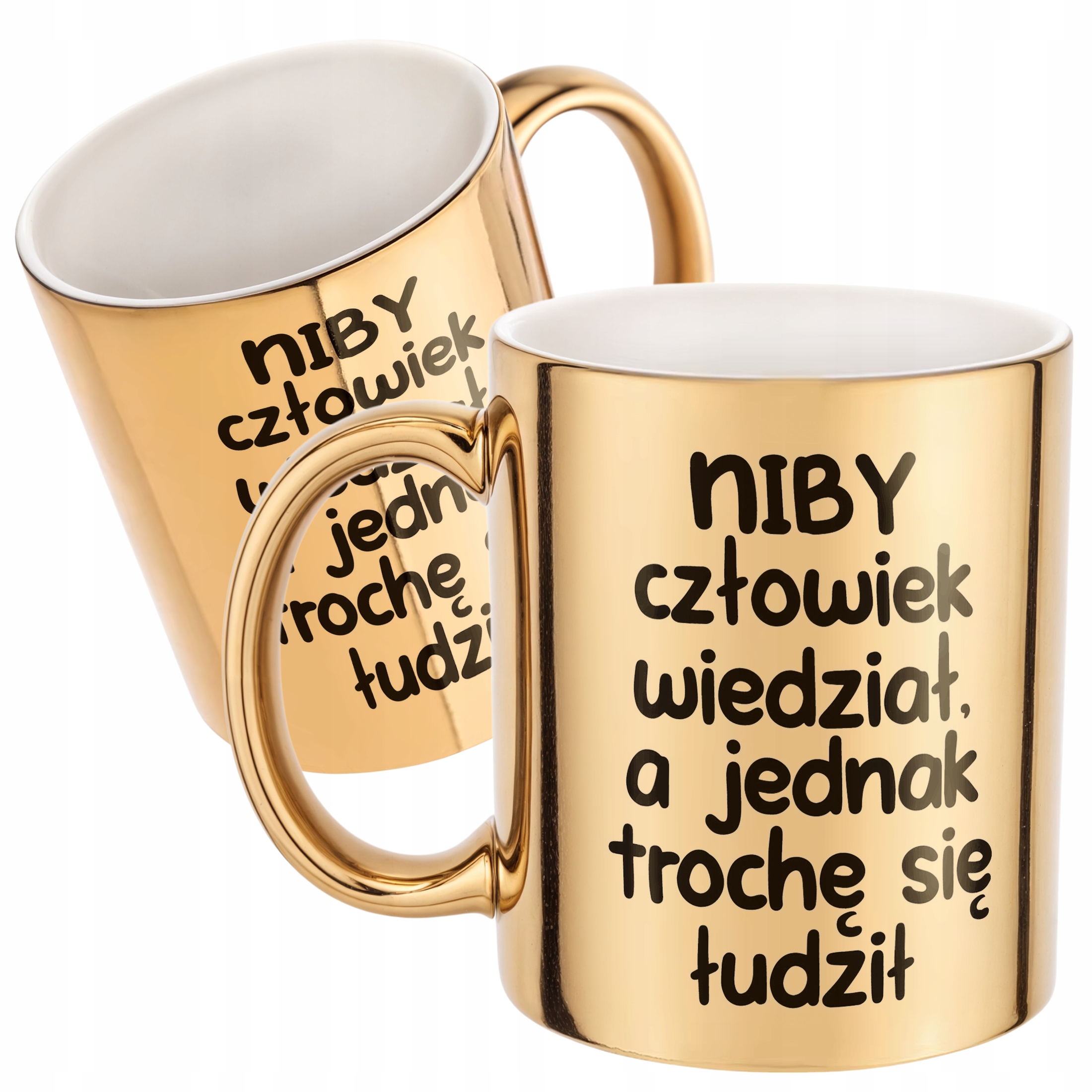 Złoty Kubek Niby Człowiek Wiedział Śmieszny Zabawny Prezent