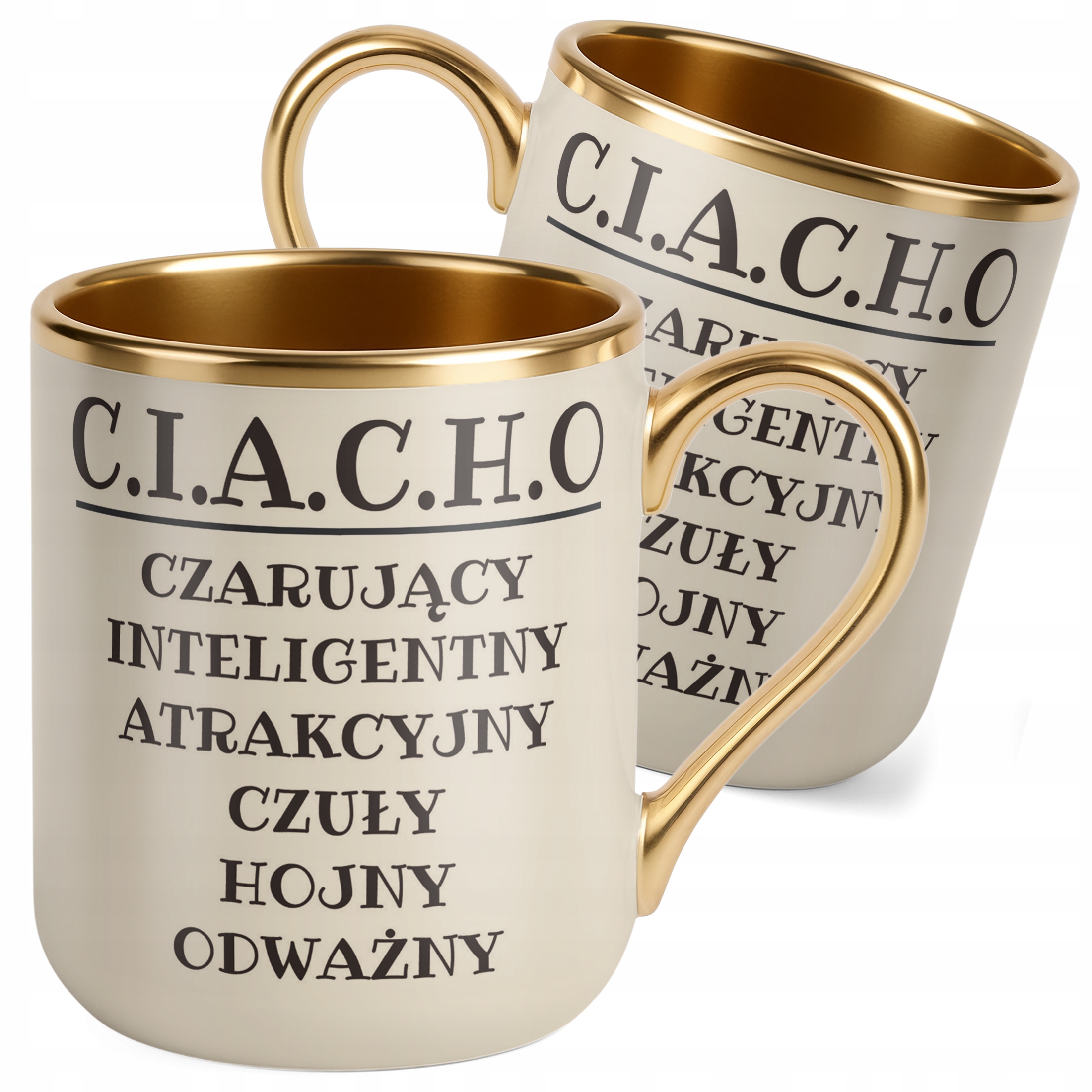 Kubek Premium Złoty Ecru C.I.A.C.H.O Dla Mężczyzny Zabawny Prezent