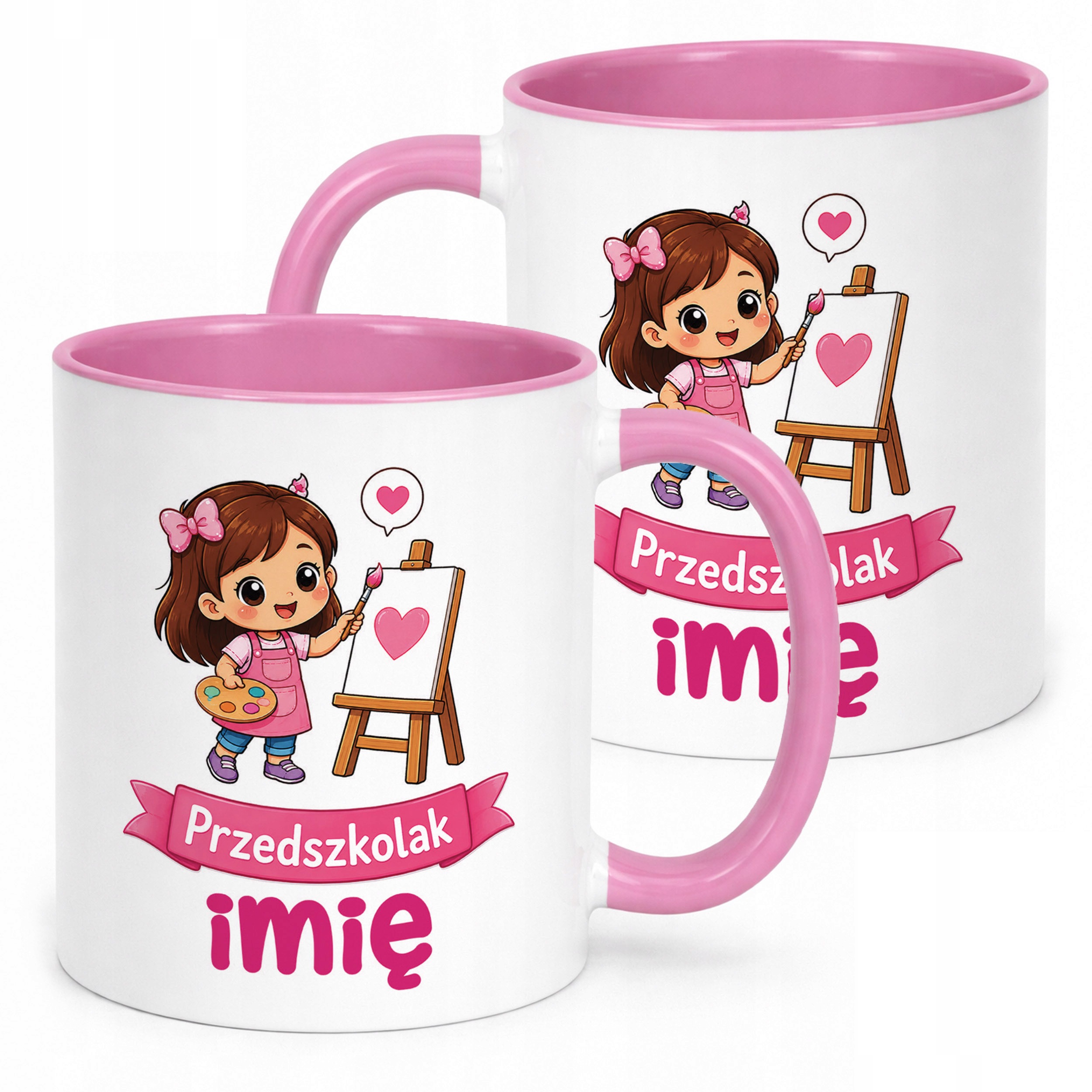 Kubek Różowy z nadrukiem personalizowany Przedszkolak Szkoła Dla Dzieci