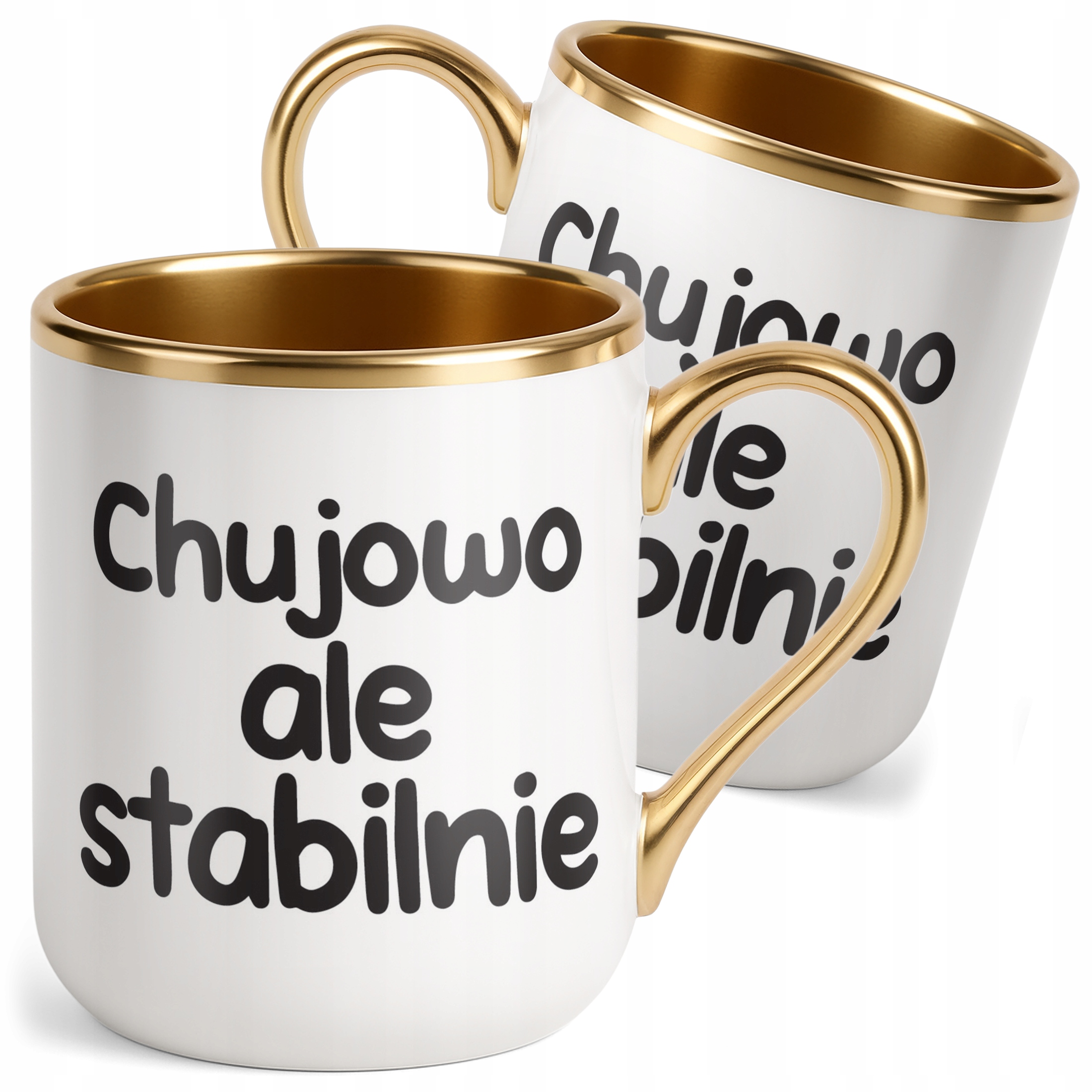 Kubek Premium Złoty Chuj**o Ale Stabilnie Śmieszny Zabawny Prezent