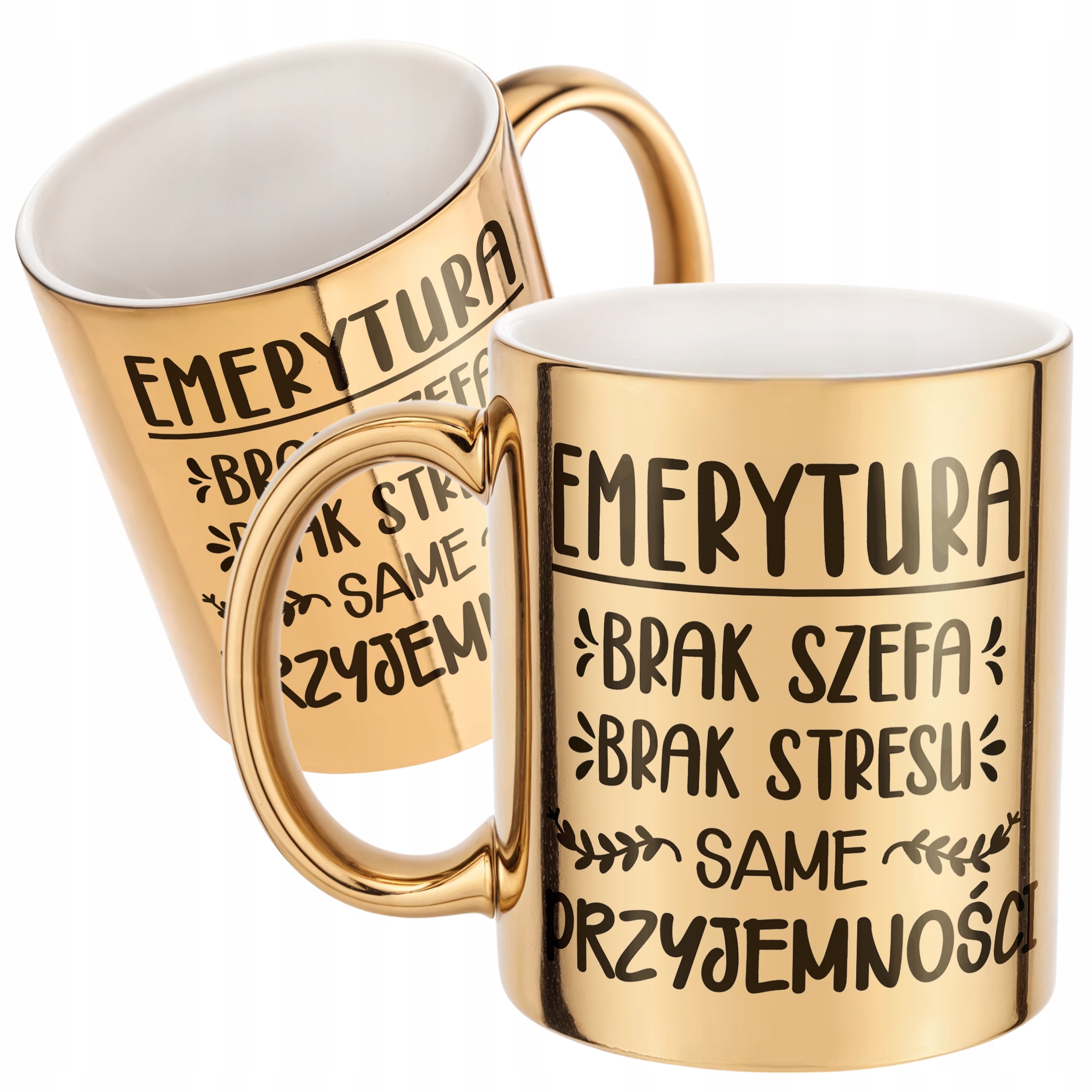 Złoty Kubek ceramiczny z okazji Emerytury Dla Emeryta Emerytki Prezent