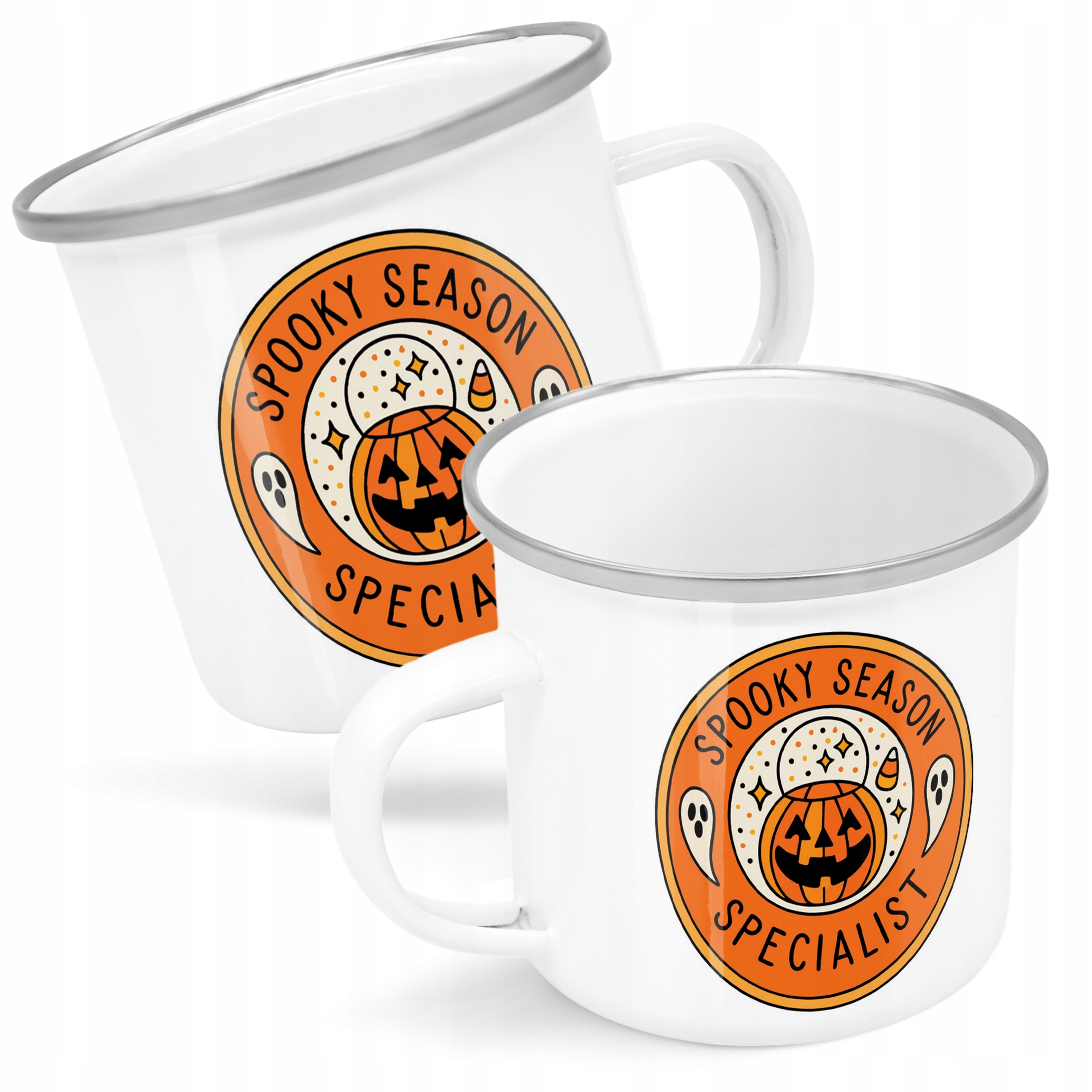 Emaliowany Kubek Garnuszek Halloween Spooky Season Dynia Prezent