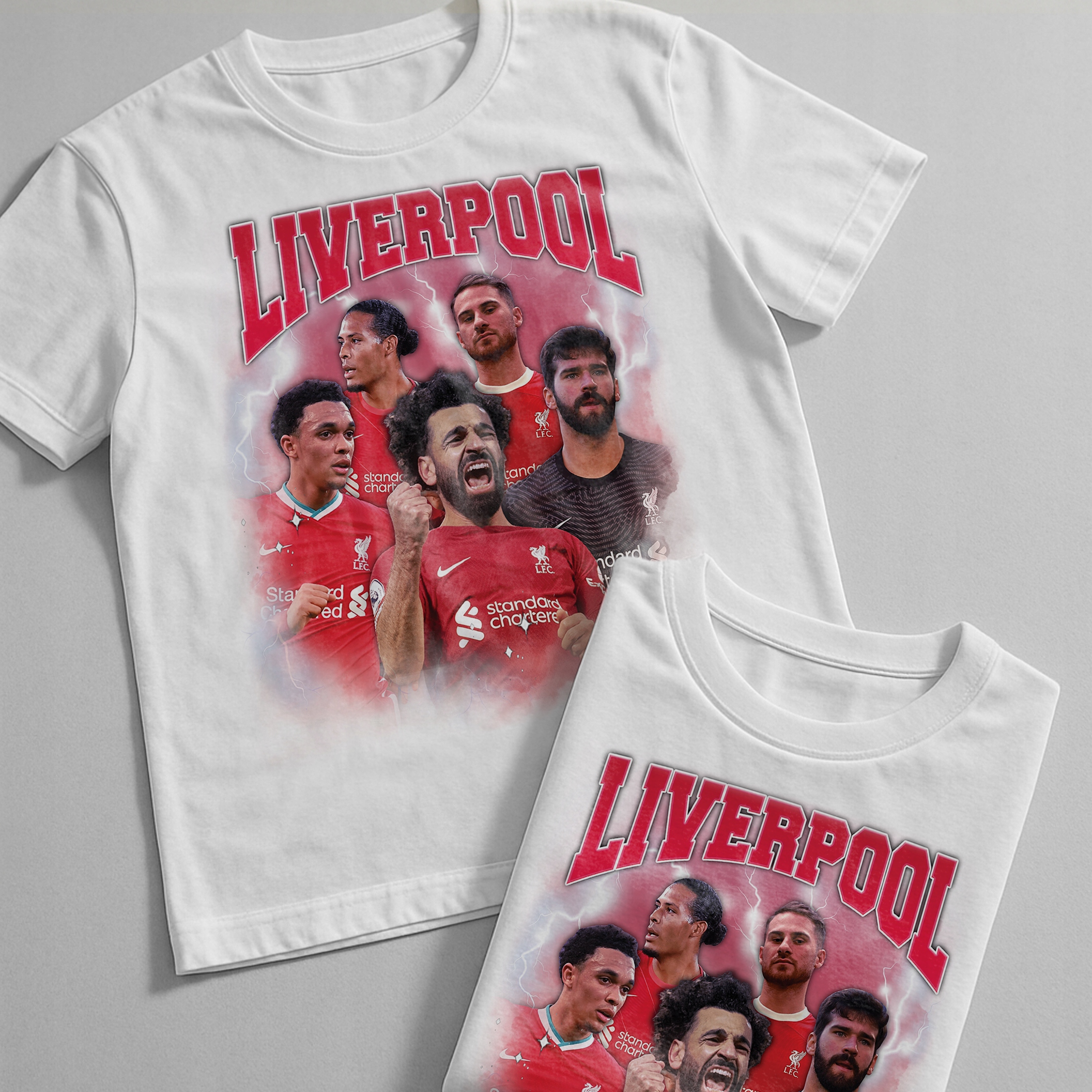 Koszulka biała dziecięca Liverpool Salah Baker Van Dijk Allister
