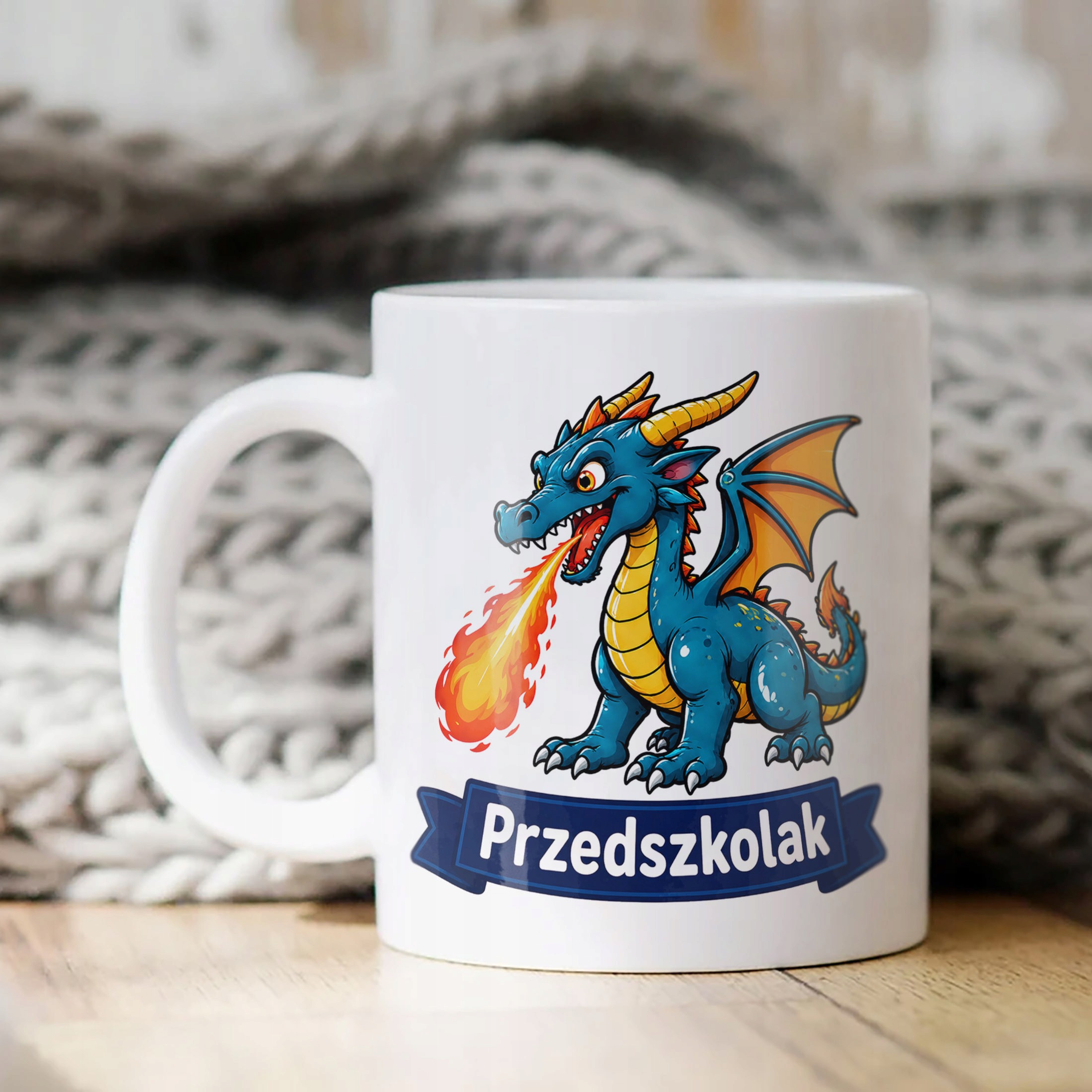 Biały Kubek z nadrukiem Przedszkolak Szkoła Dla Dzieci Prezent