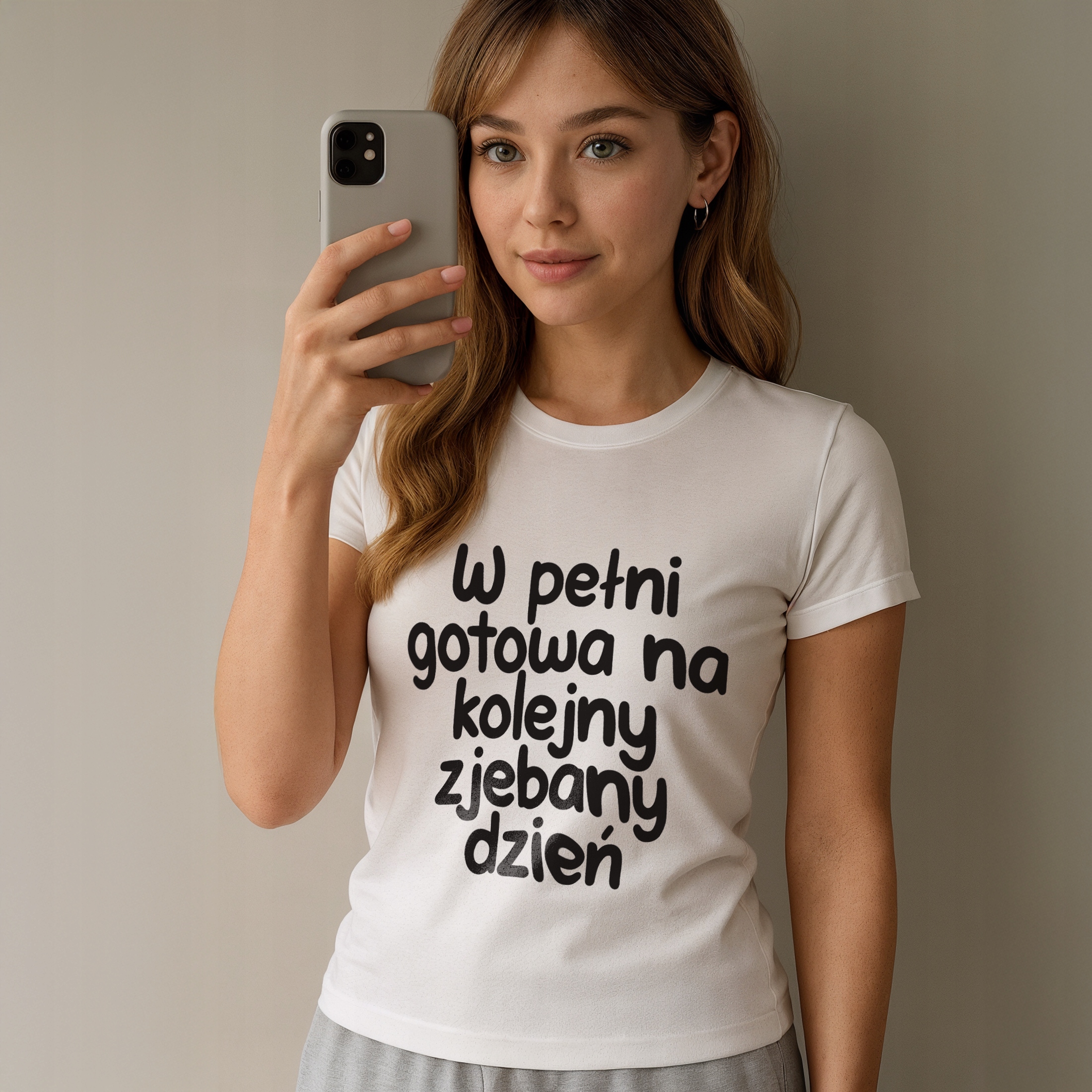 Koszulka biała damska W Pełni Gotowa Zabawny Prezent