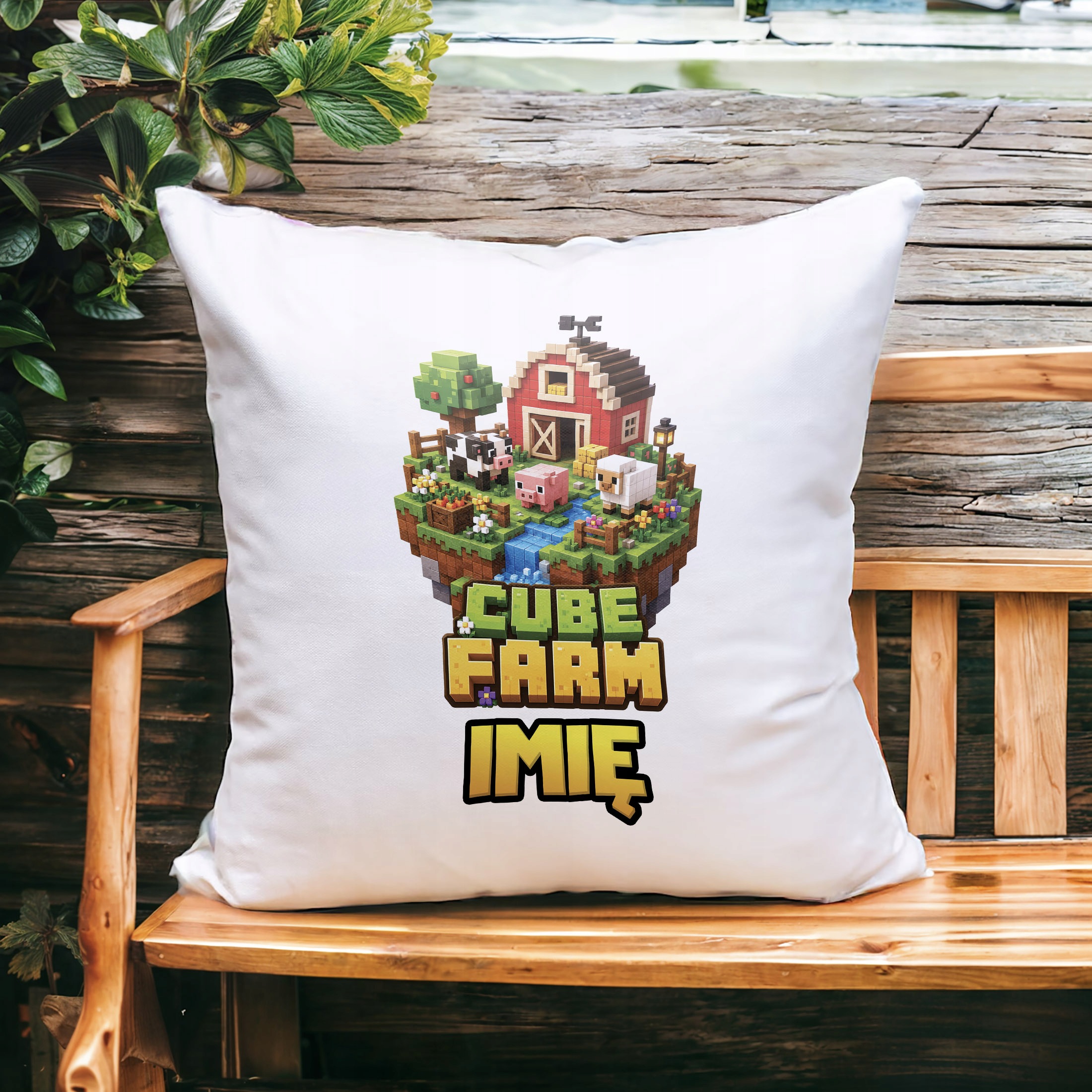 Zestaw Personalizowany Kubek Czarny Poduszka gra Cube Farm Prezent