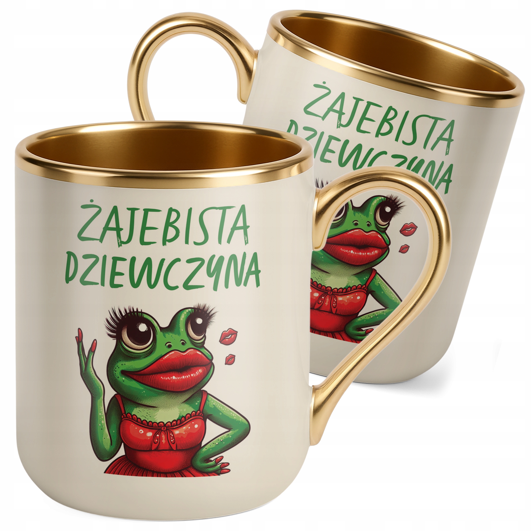 Kubek Premium Złoty Ecru Żajebista Dziewczyna Dzień Kobiet Prezent