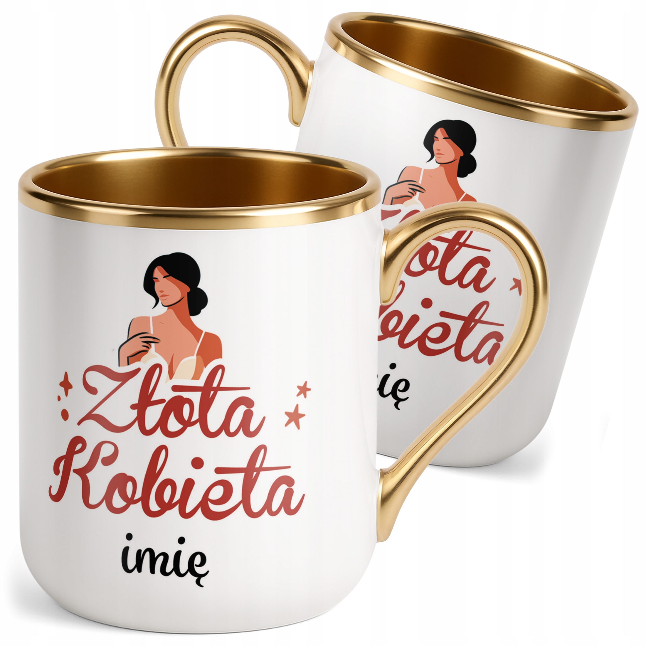 Kubek Premium Złoty Personalizowany Dzień Kobiet Zabawny Prezent Upominek