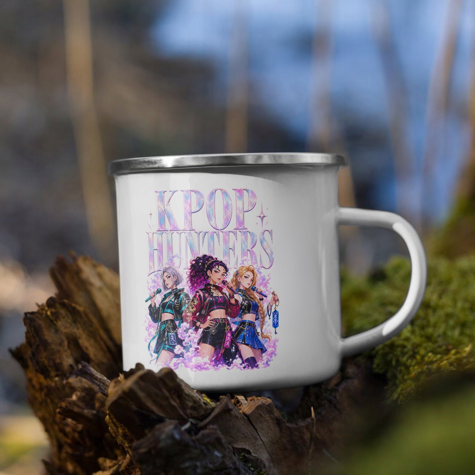 Zestaw Plecak Worek Kubek Emaliowany Z Nadrukiem ŁOWCZYNIE KPOP Prezent