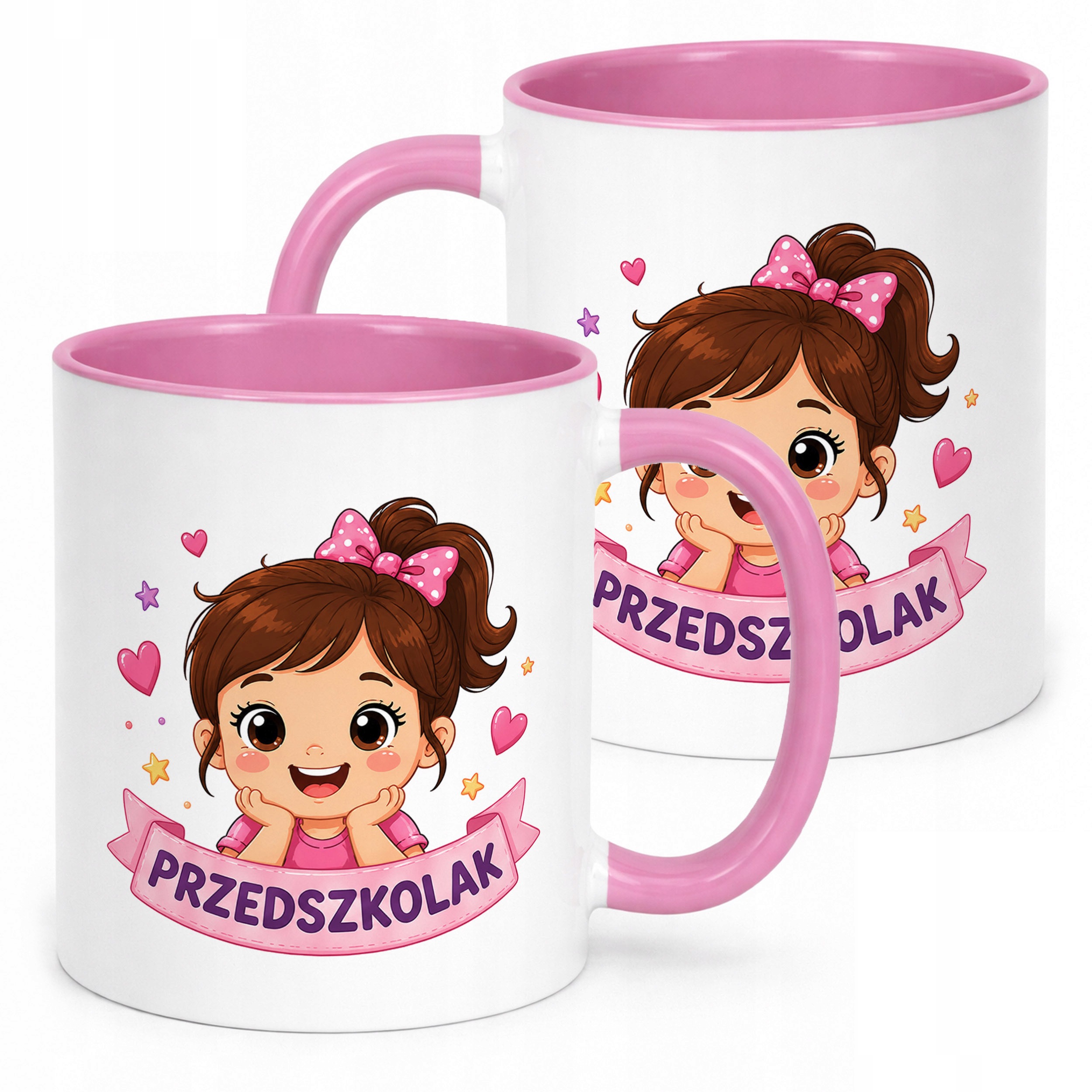 Kubek Różowy z nadrukiem Przedszkolak Szkoła Dla Dzieci Prezent
