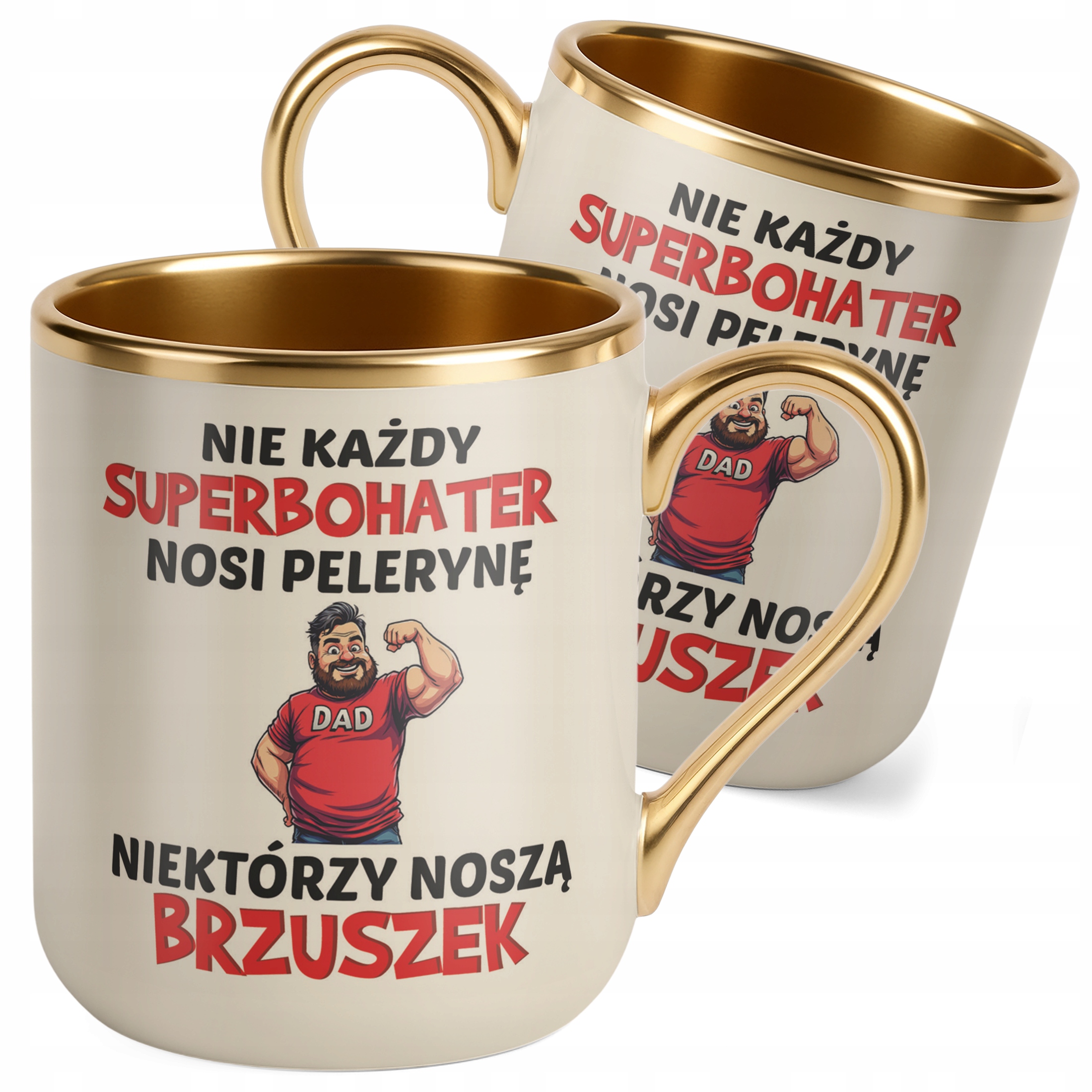 Kubek Premium Złoty Ecru Dzień Ojca Dla Taty Nie Każdy Bohater Prezent