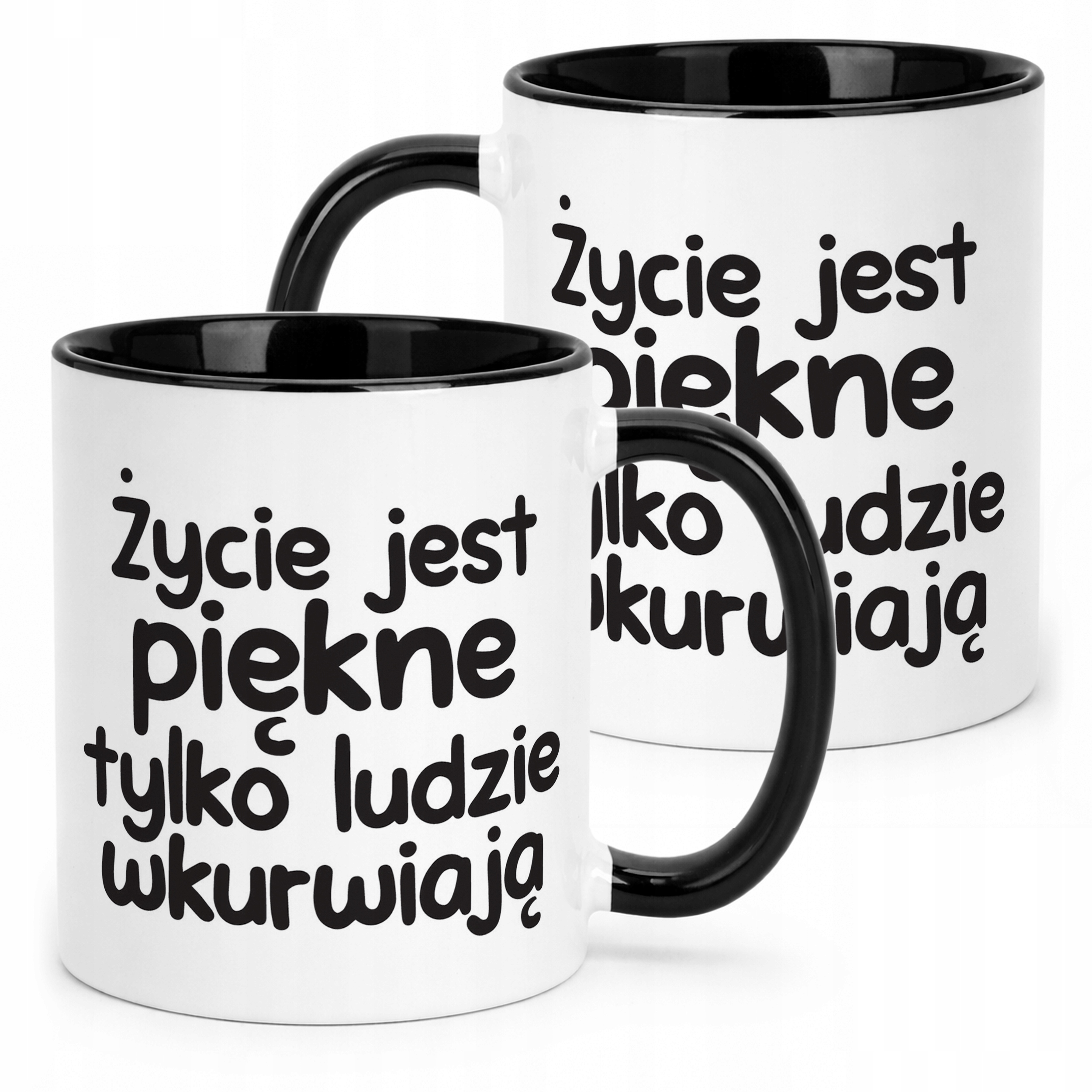 Kubek Czarny Życie Jest Piękne Śmieszny Zabawny Prezent