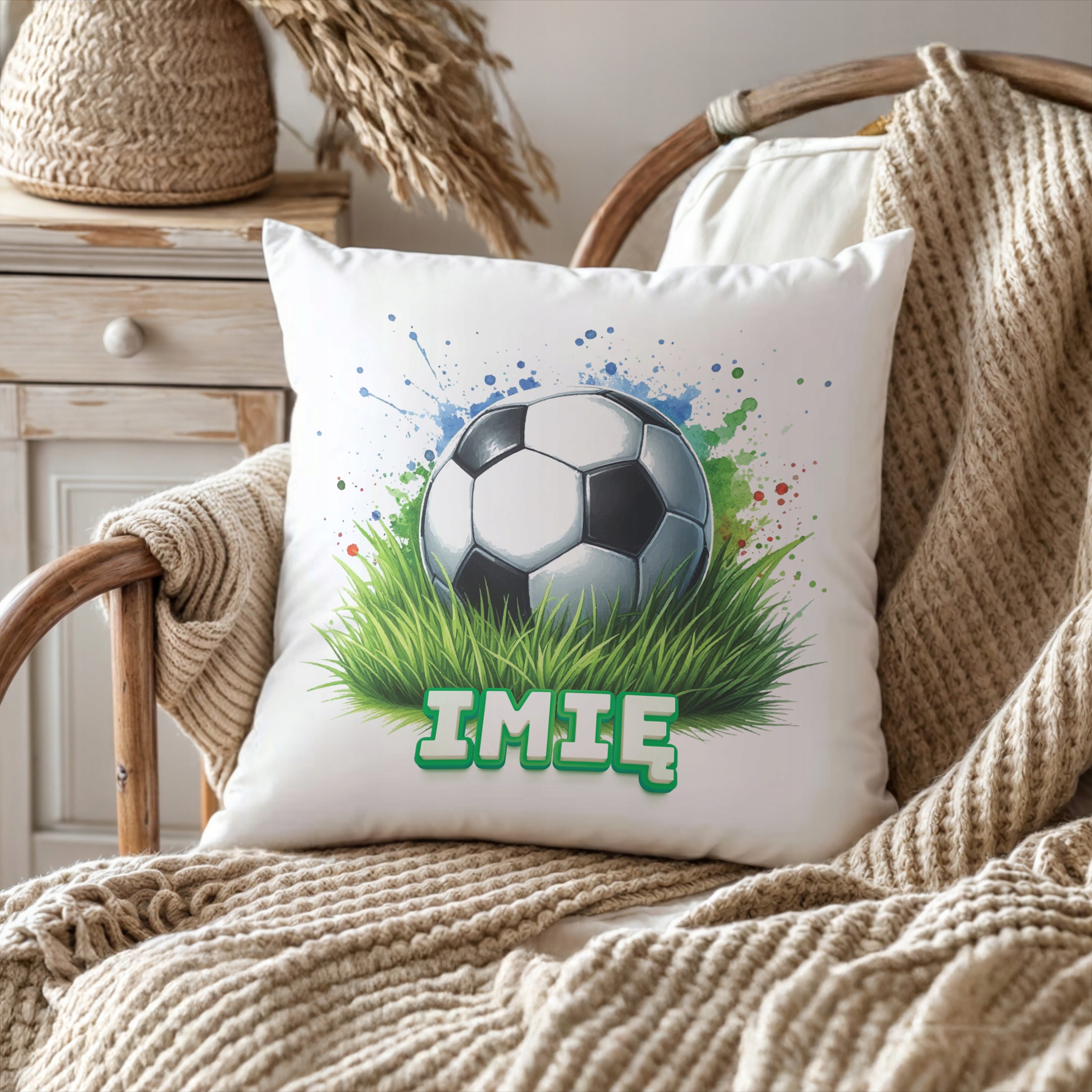 Zestaw Personalizowany Kubek + Poduszka 38×38 cm Piłka Nożna Dla Piłkarza