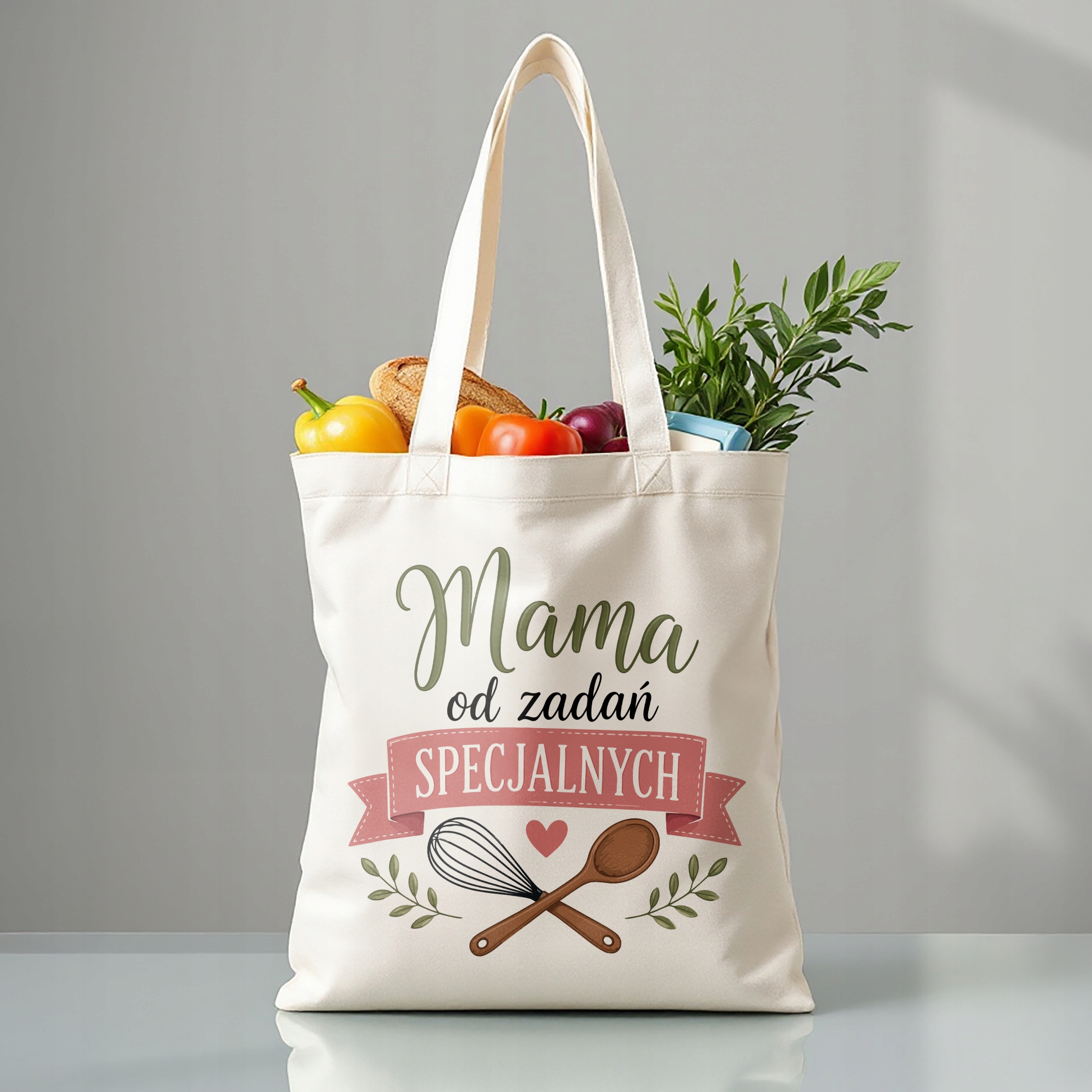 Torba bawełniana dla mamy prezent na Dzień Matki naturalna torba na zakupy