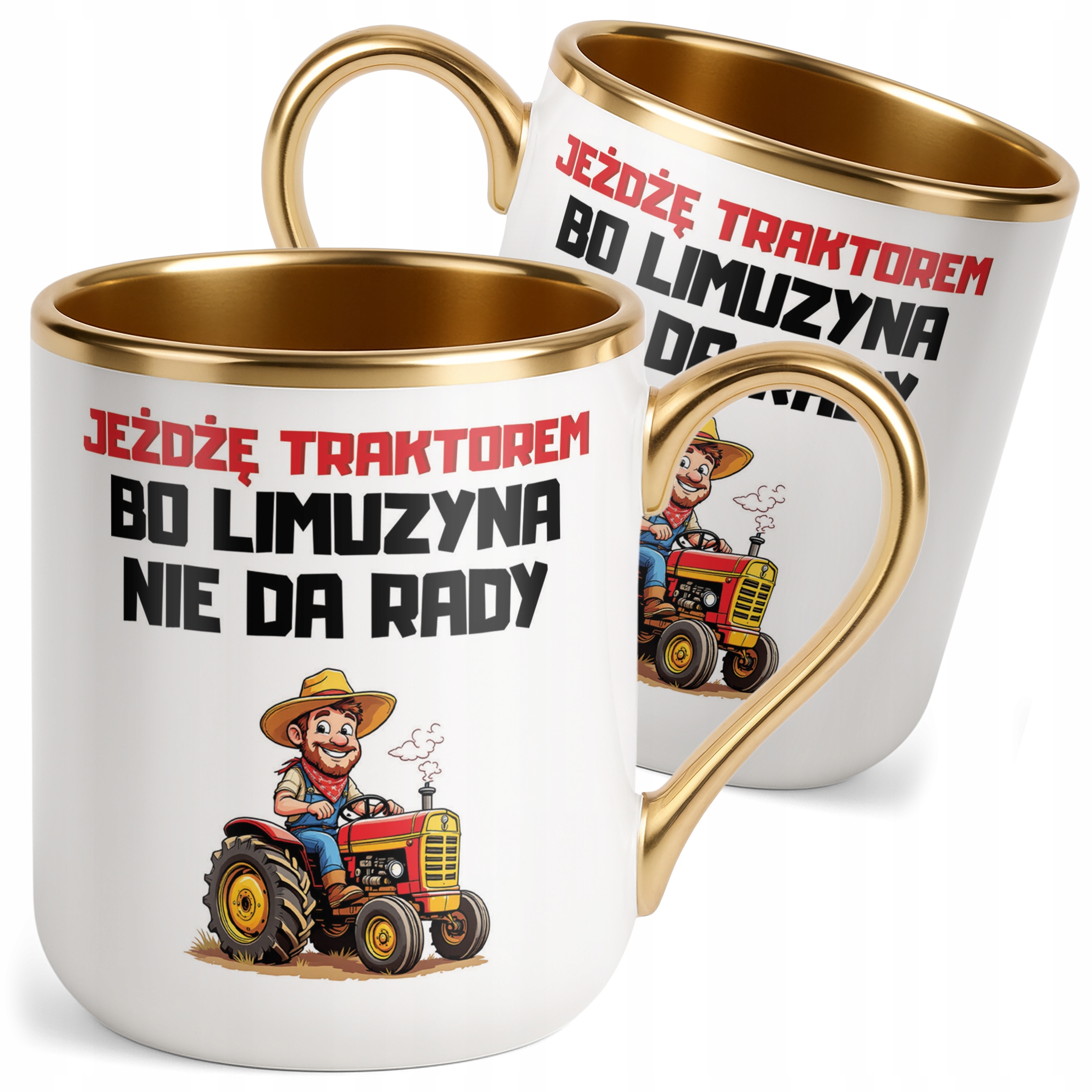 Kubek Premium Złoty Rolnik Dla Rolnika Traktor Zabawny Prezent
