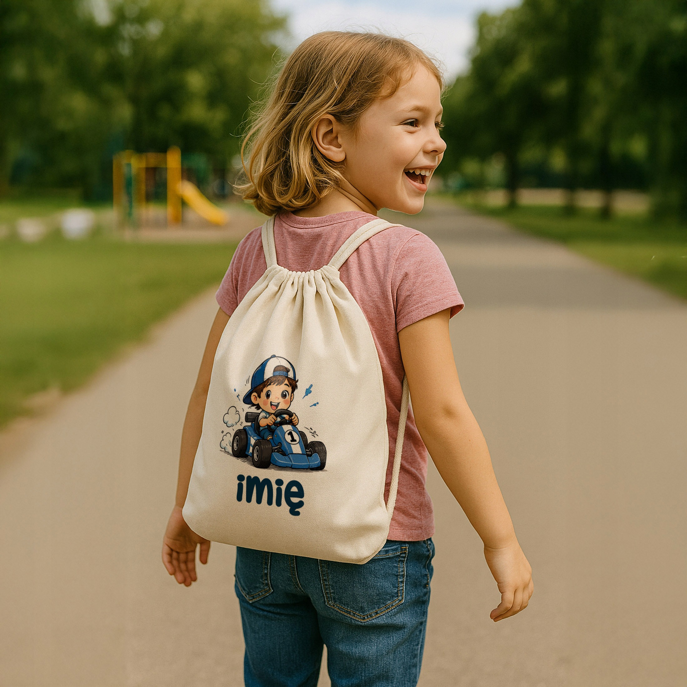 Zestaw Personalizowany Plecak Worek Kubek Formuła 1 bolid Prezent