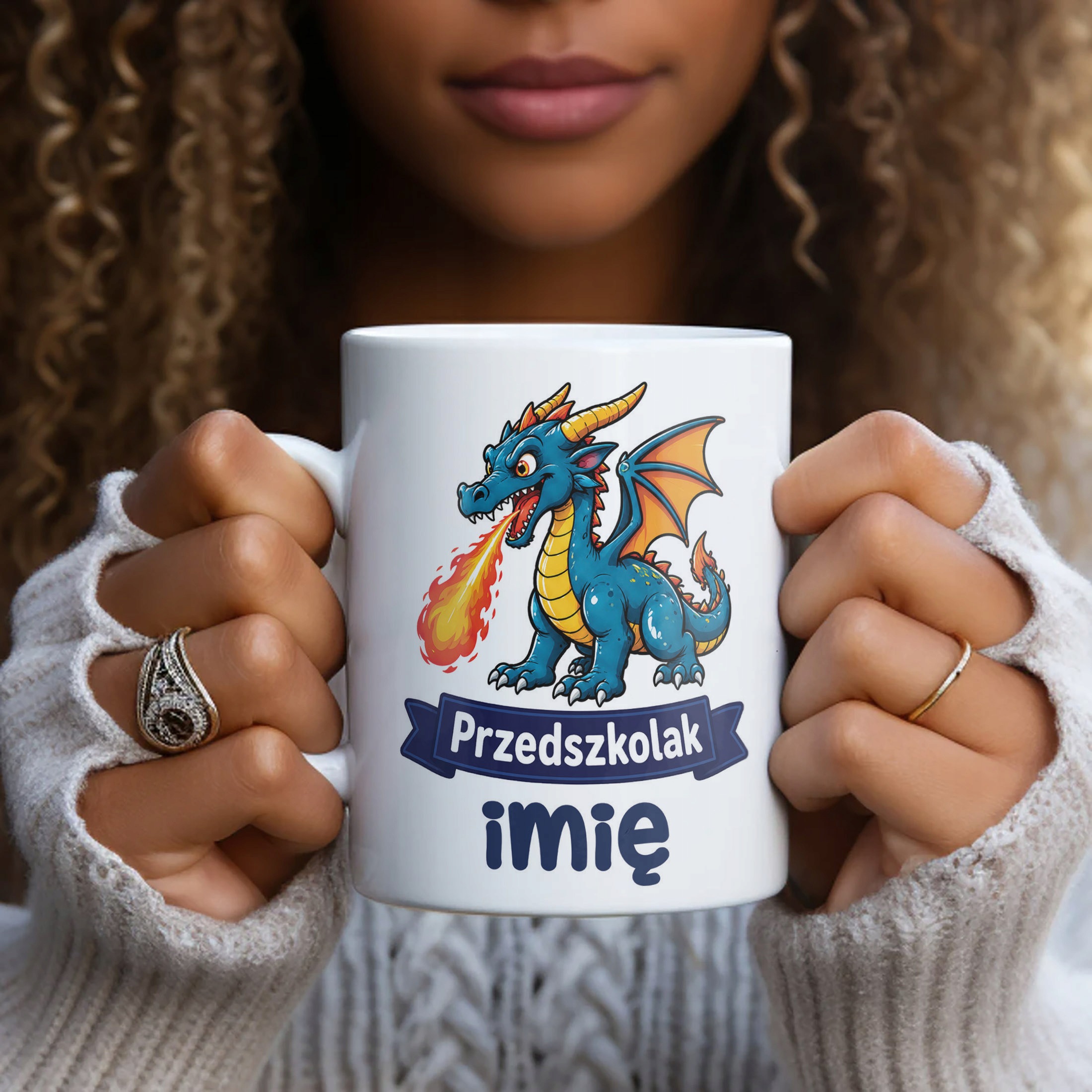 Biały Kubek z nadrukiem personalizowany Przedszkolak Szkoła Dla Dzieci