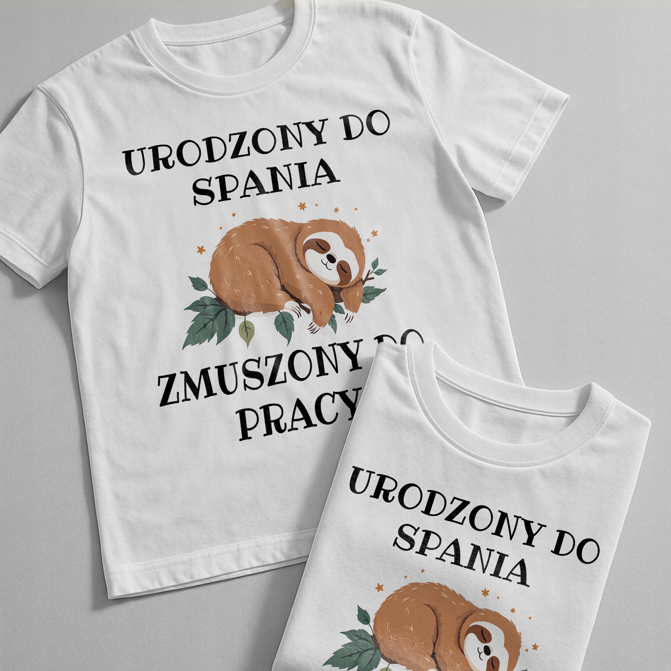 Koszulka biała męska Urodzony Do Spania Zabawny Prezent r. 3XL