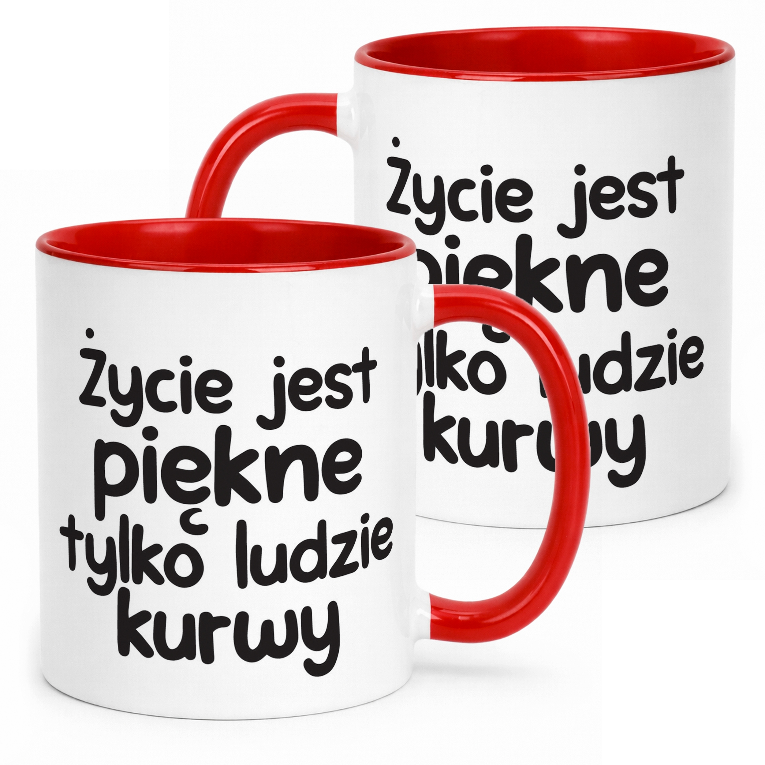 Kubek Czerwony Życie Jest Piękne Śmieszny Zabawny Prezent
