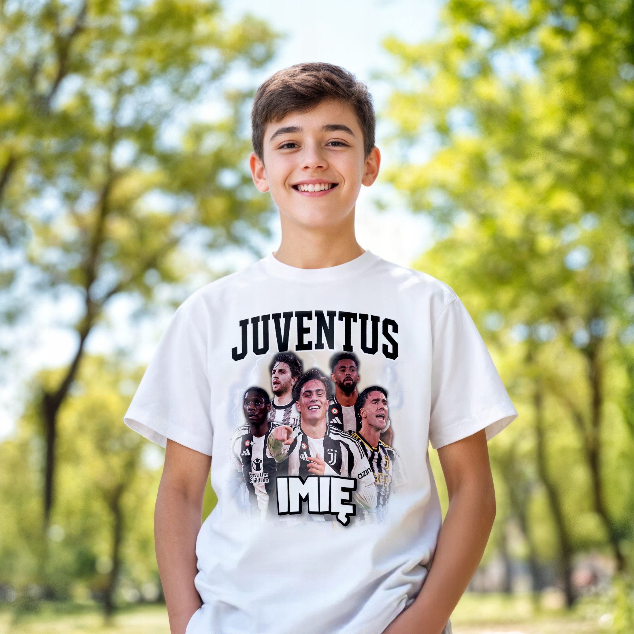 Koszulka personalizowana biała dziecięca Juventus Yildiz Muani