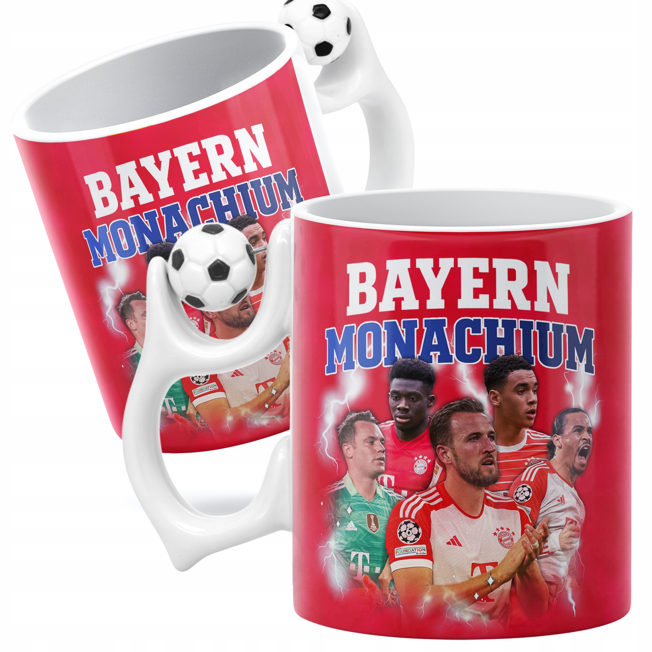 Zestaw Kubek Piłkarski + Poduszka Bayern Monachium Kane Musiala Sané