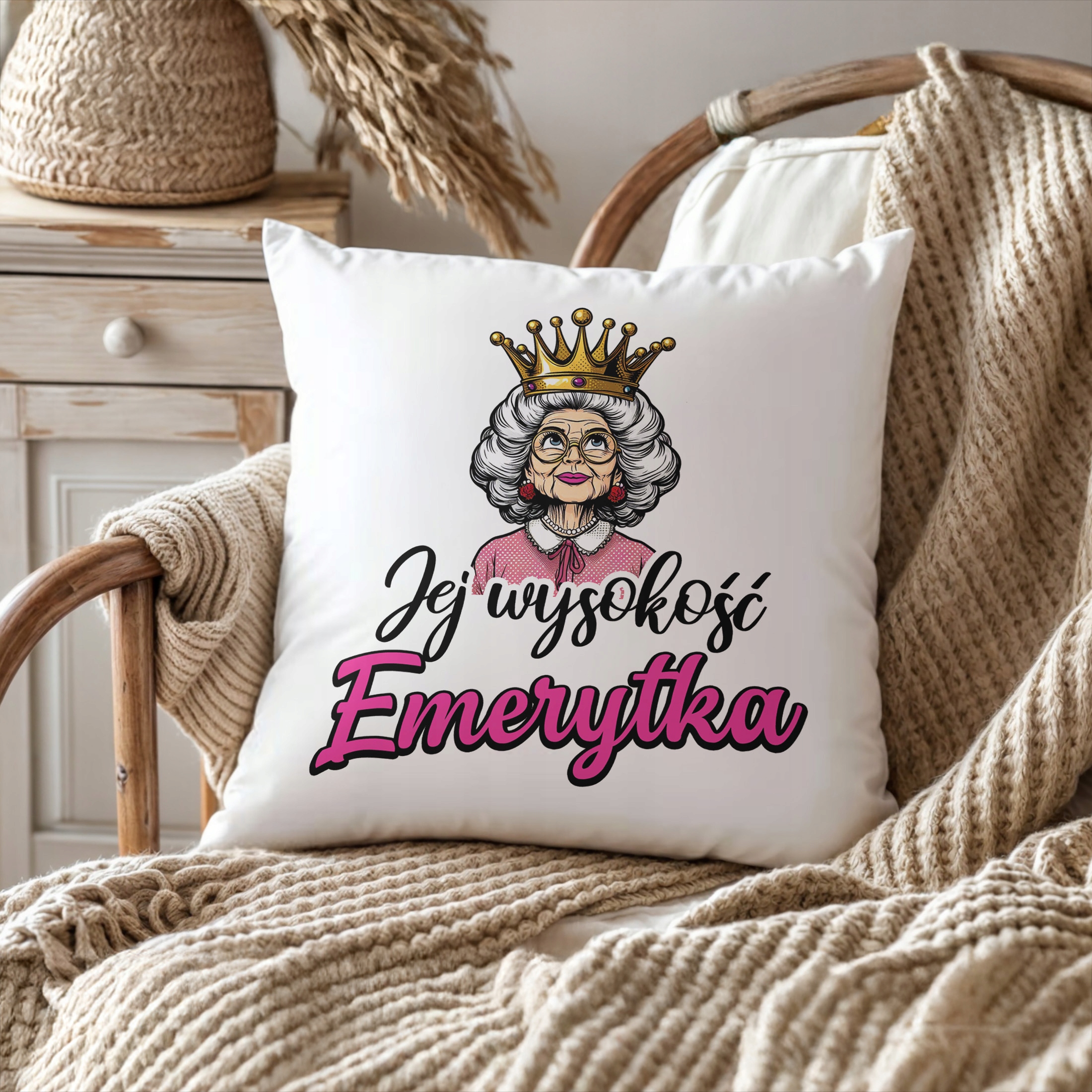 Zestaw Kubek + Poduszka 38×38 cm Emerytura Dla Emerytki Z Okazji Emerytury