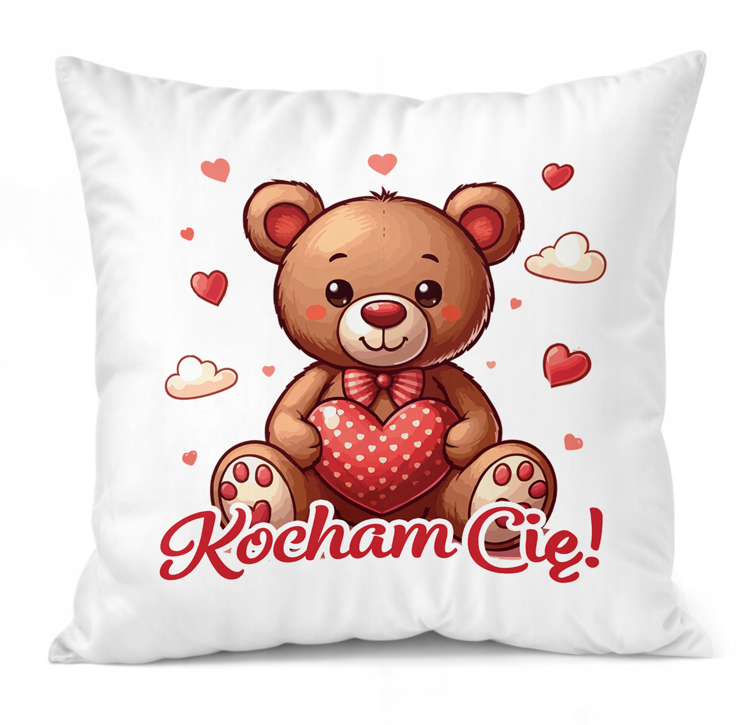 Zestaw Kubek + Poduszka 38×38 cm Walentynki Kocham Cię Miś Serce Prezent