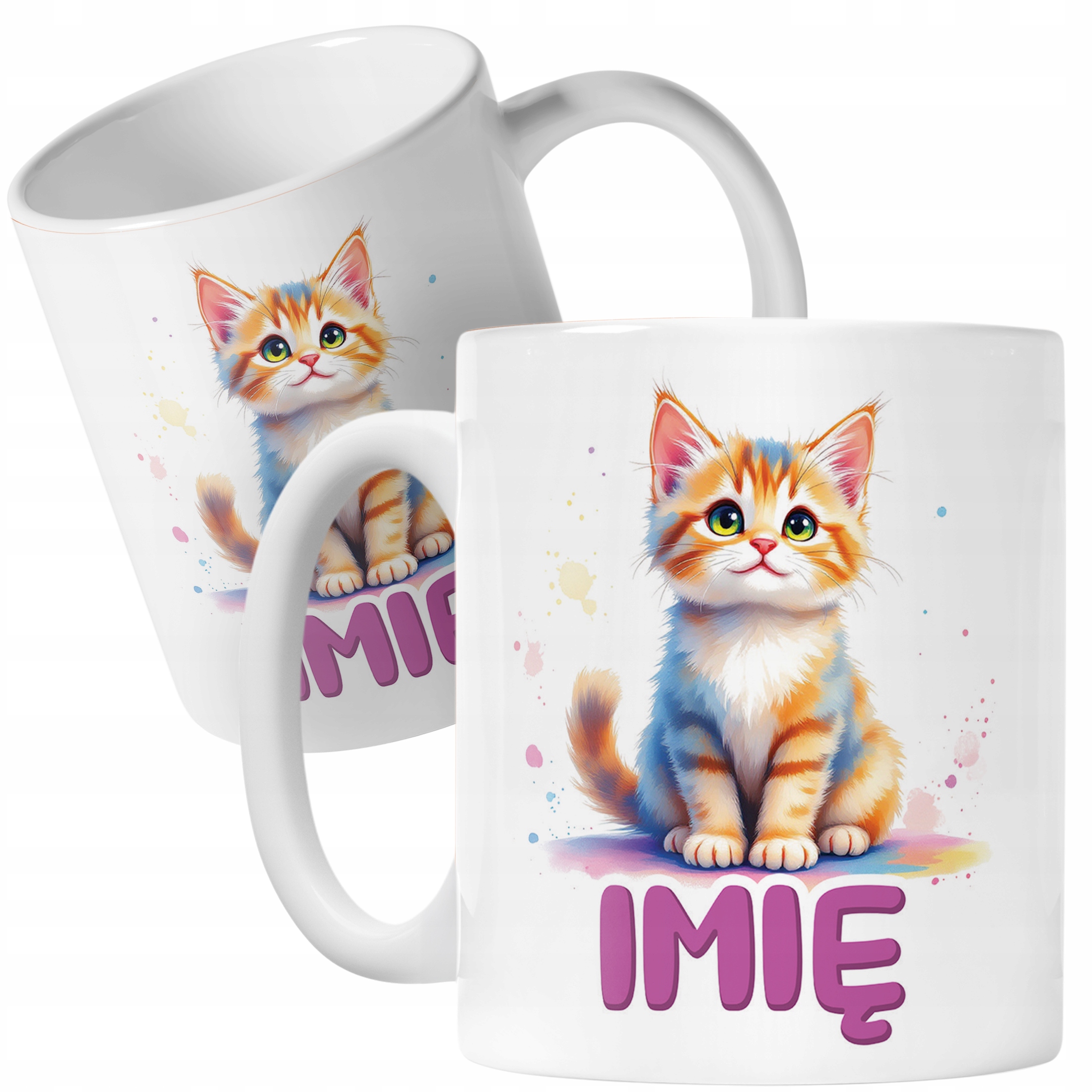 Kubek ceramiczny personalizowany Kot Kotek Zwierzak Słodki Dla Dzieci