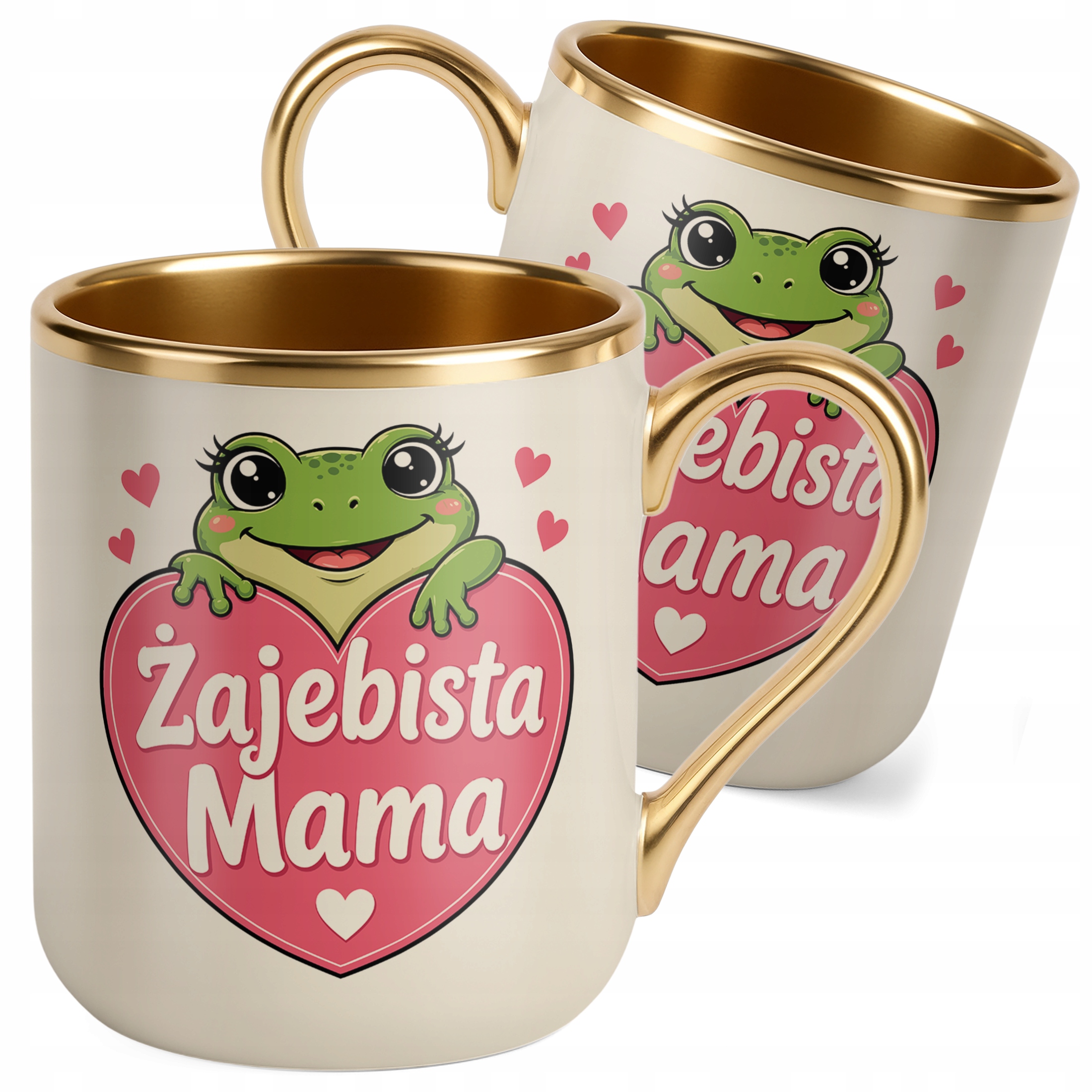 Prezent na Dzień Matki kubek premium złoty ecru dla mamy idealny prezent