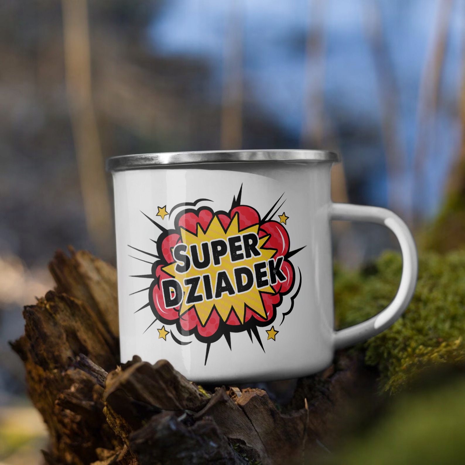 Emaliowany Kubek Garnuszek 300 ml Dzień Dziadka Prezent Super Dziadek