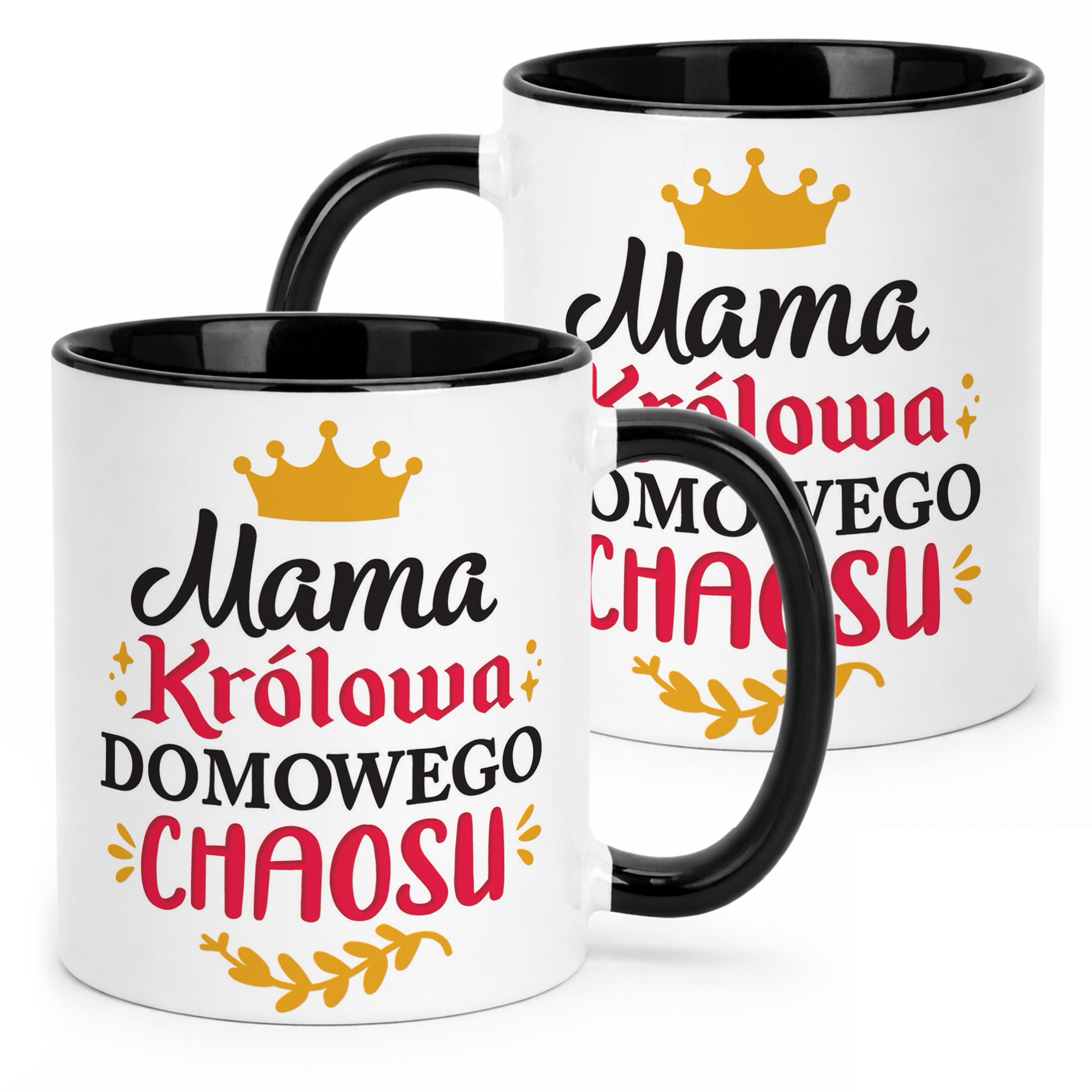 Kubek Czarny Dzień Matki Dla Mamy Prezent Królowa Domowego Chaosu