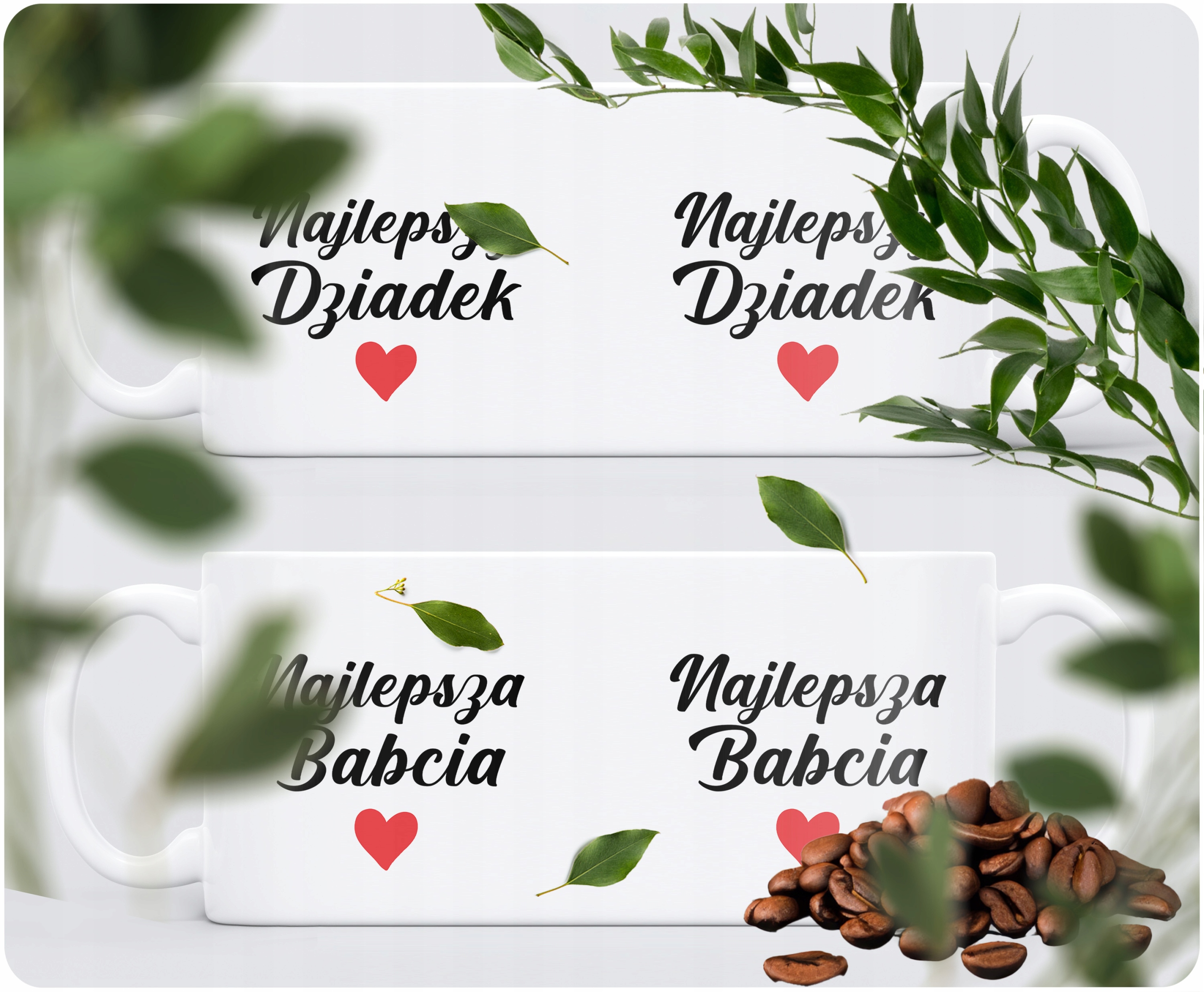 Zestaw Kubków Ceramicznych 330 ml Dzień Babci i Dziadka Prezent Najlepsi