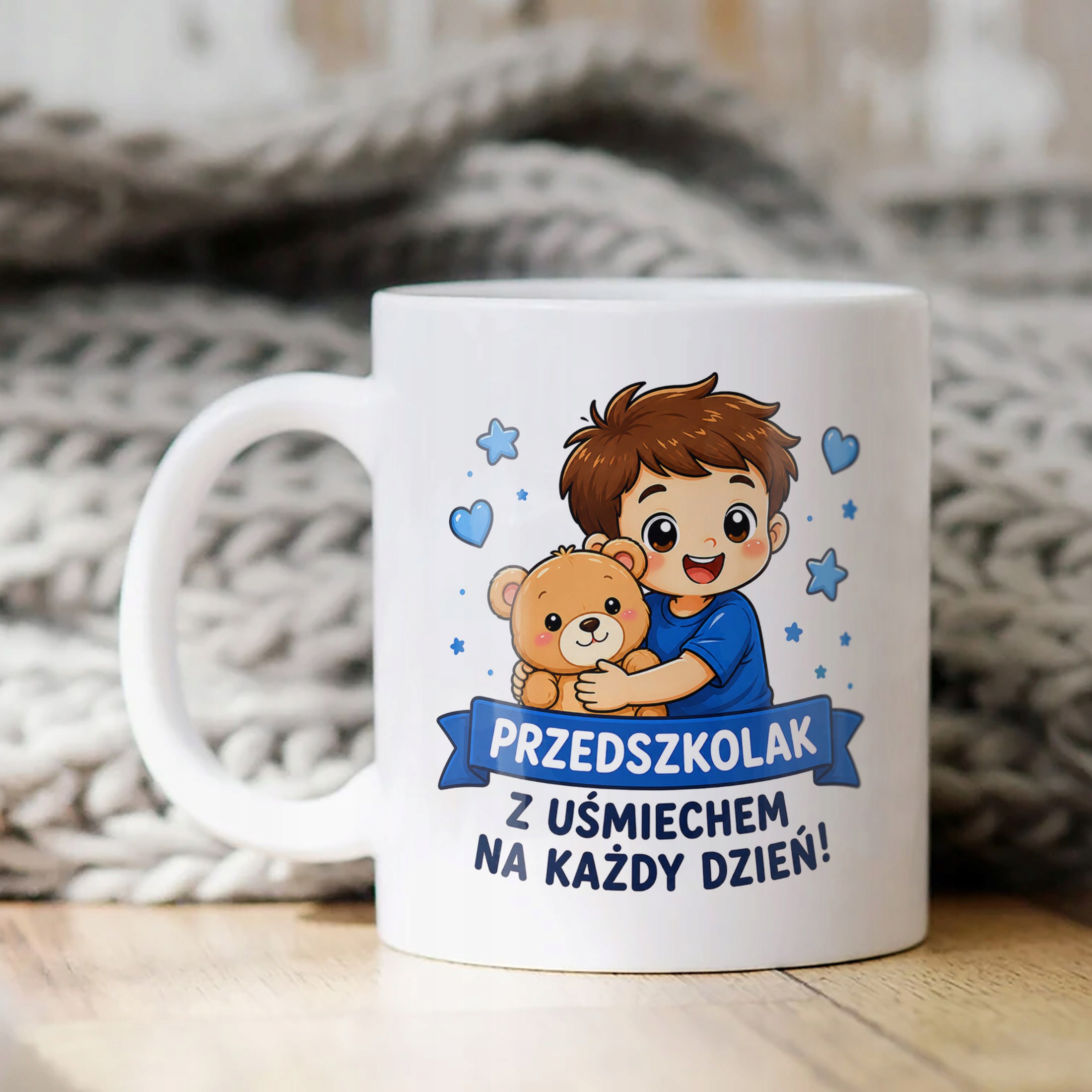 Biały Kubek z nadrukiem Przedszkolak Szkoła Dla Dzieci Prezent