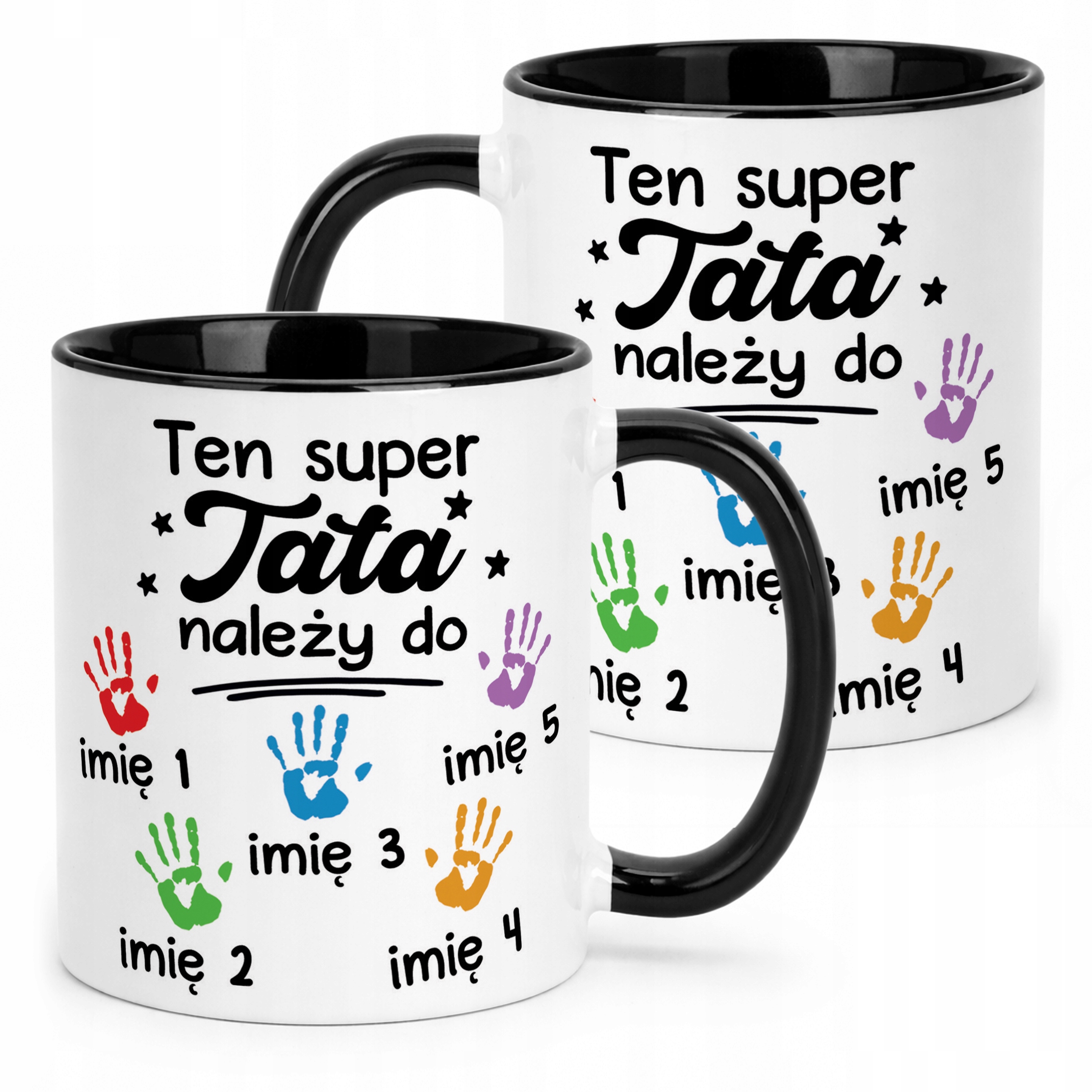 Kubek Czarny Personalizowany Dzień Ojca Tata Należy Do 5 Dzieci