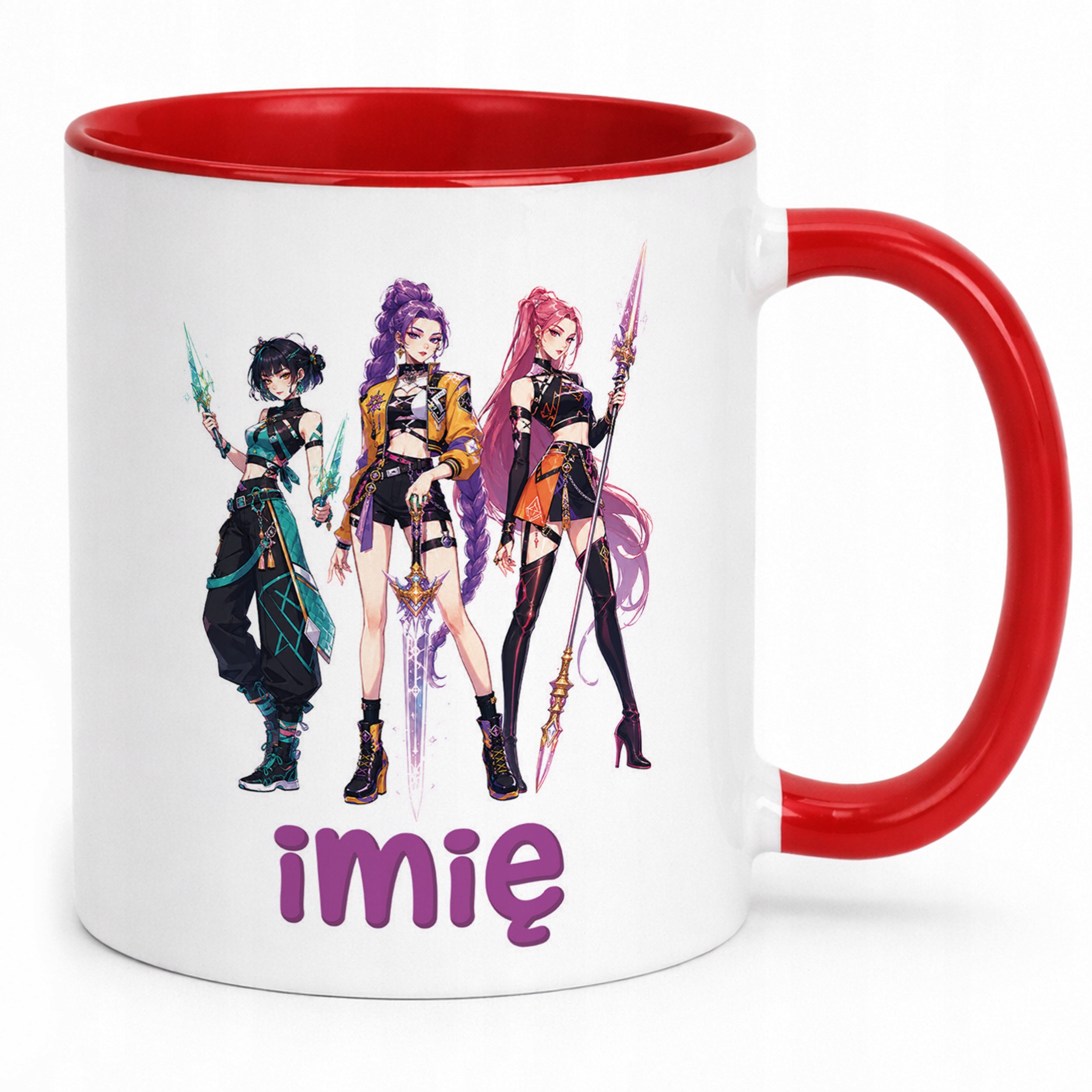 Zestaw Personalizowany Kubek Czerwony Poduszka Łowczynie Kpop Prezent