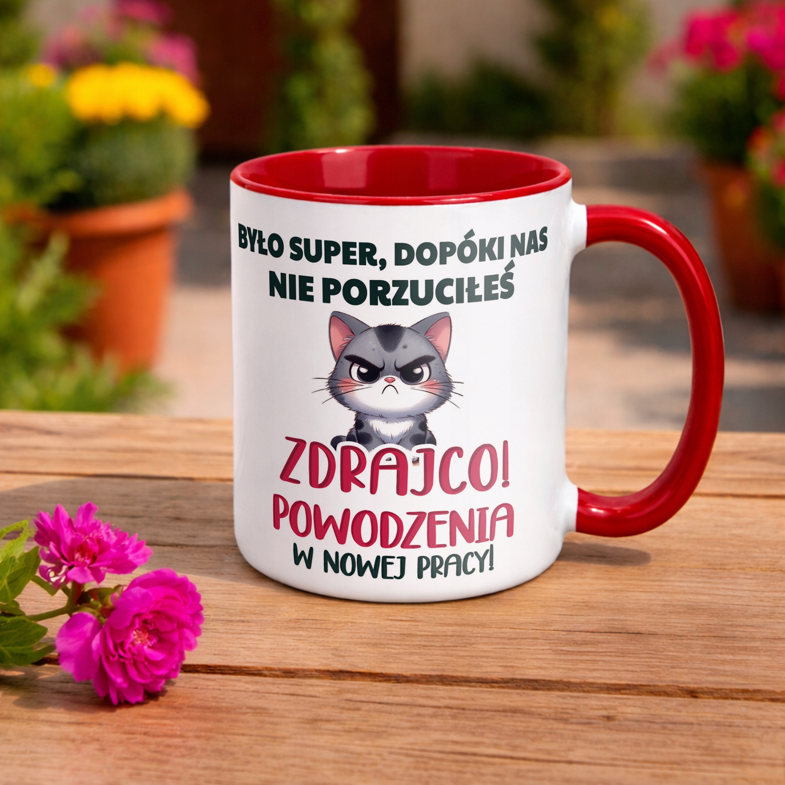 Kubek Czerwony Pożeganie Odejście z Pracy Dla Kolegi Prezent