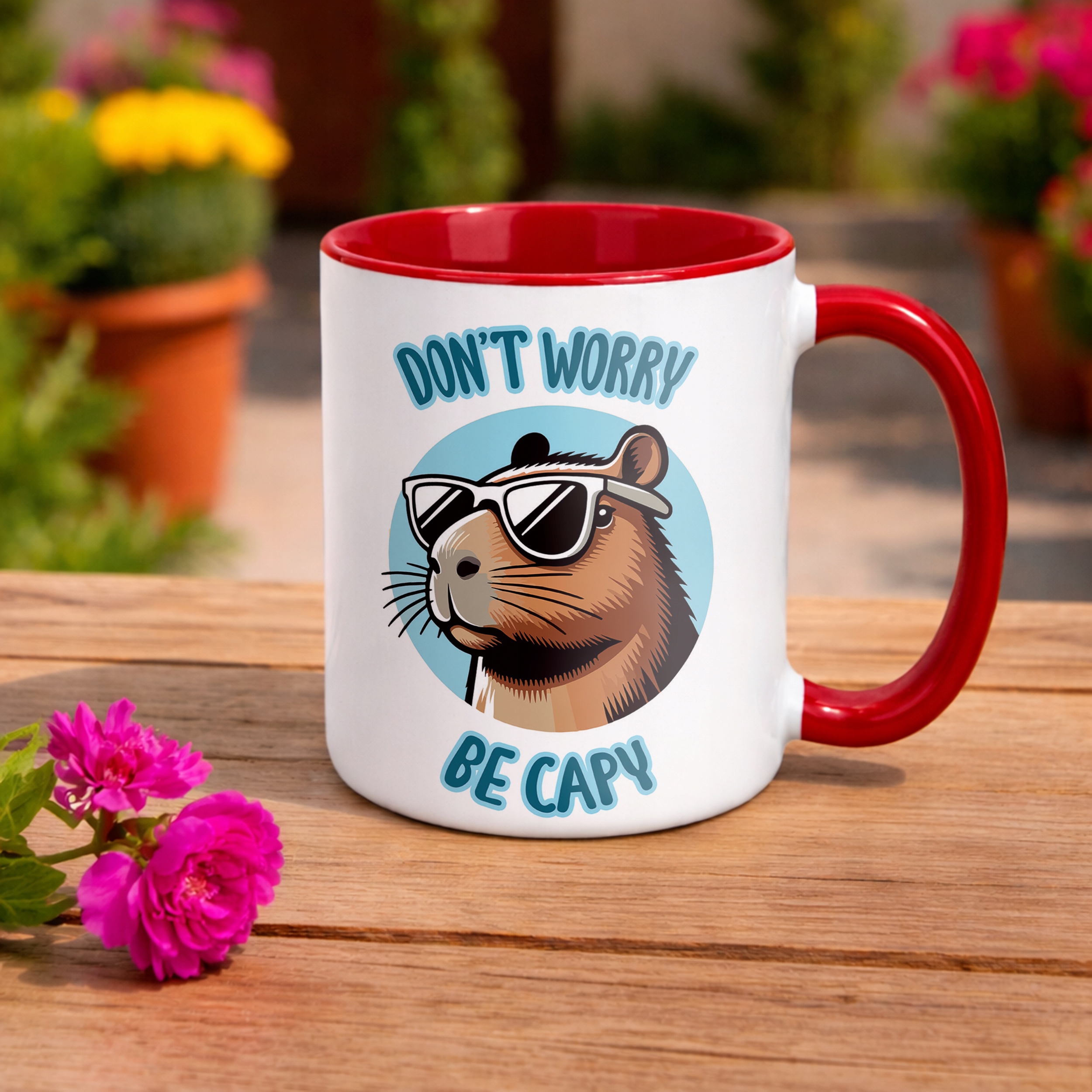 Kubek Czerwony Kapibara Capybara Zwierzak Słodki Dla Dzieci Prezent