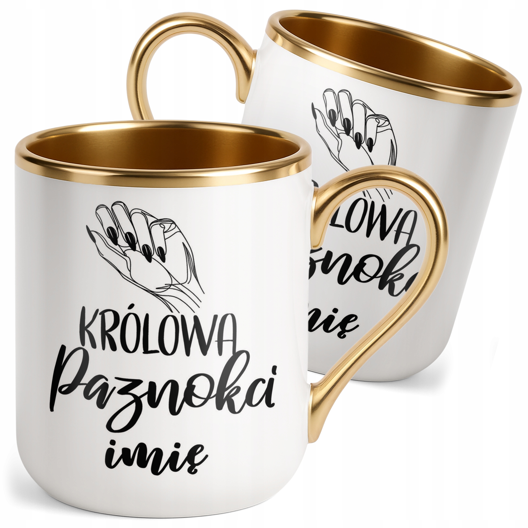 Kubek Premium Złoty Personalizowany Królowa Paznokci Dla Stylistki Prezent