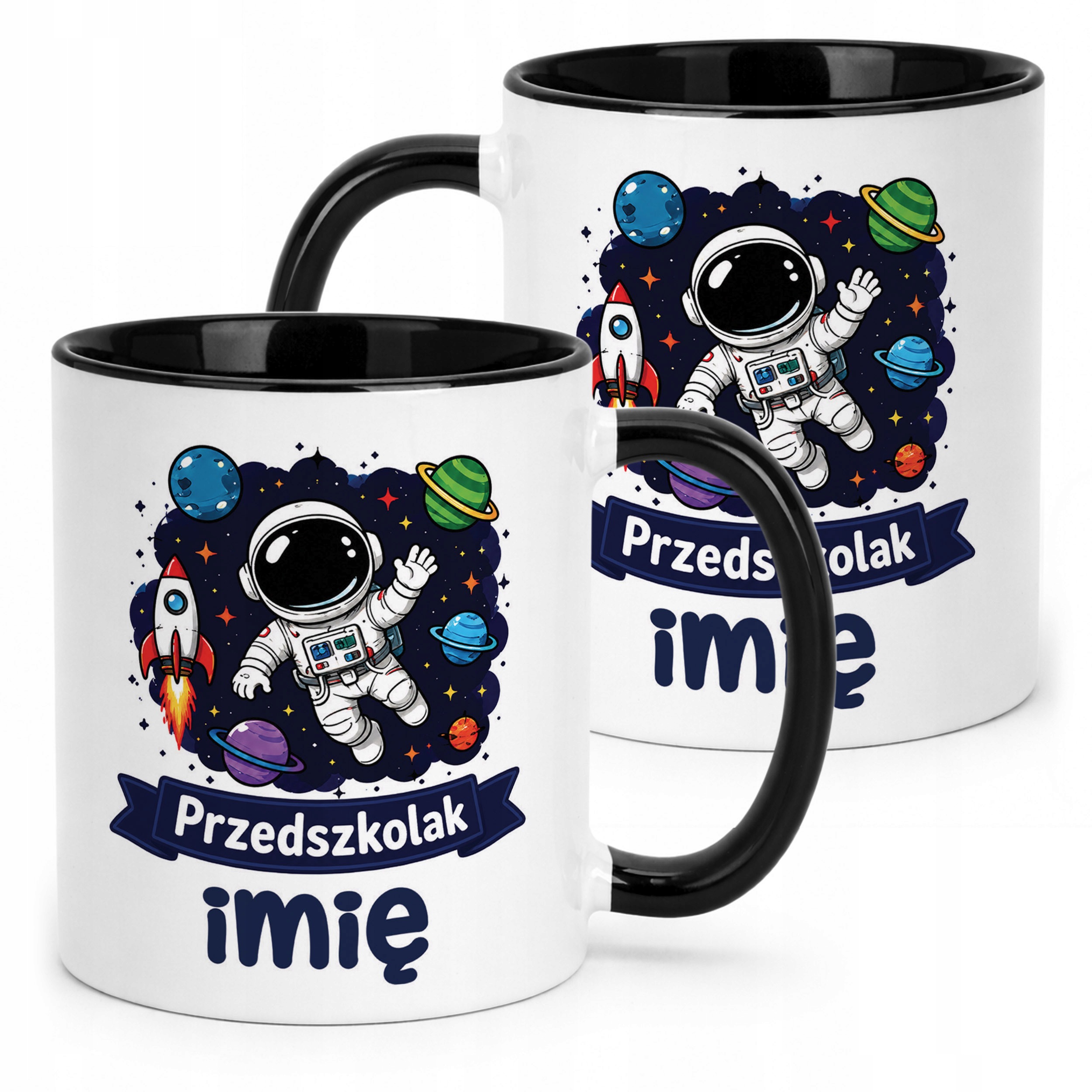 Kubek Czarny z nadrukiem personalizowany Przedszkolak Szkoła Dla Dzieci