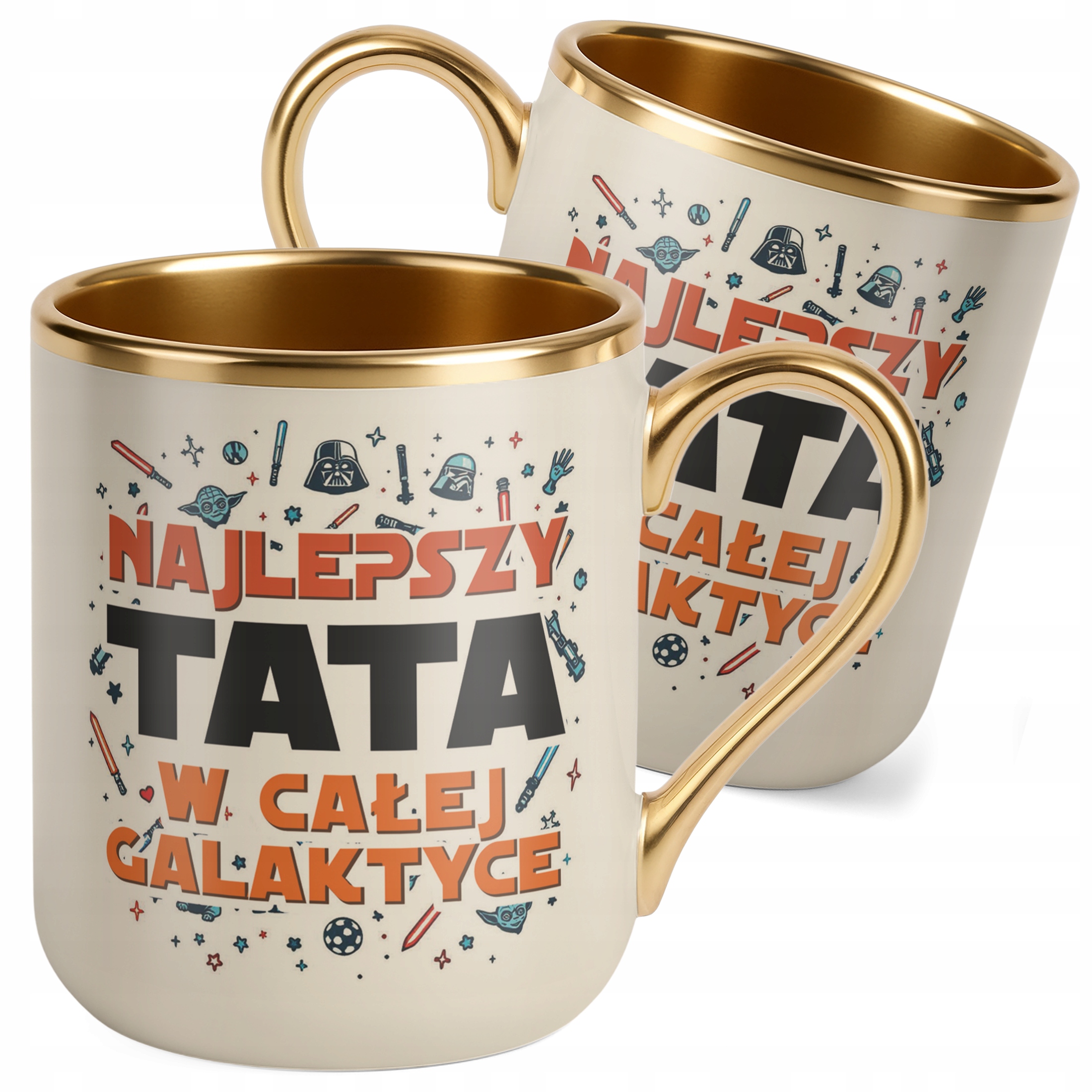 Kubek Premium Złoty Ecru Dzień Ojca Najlepszy Tata W Całej Galaktyce
