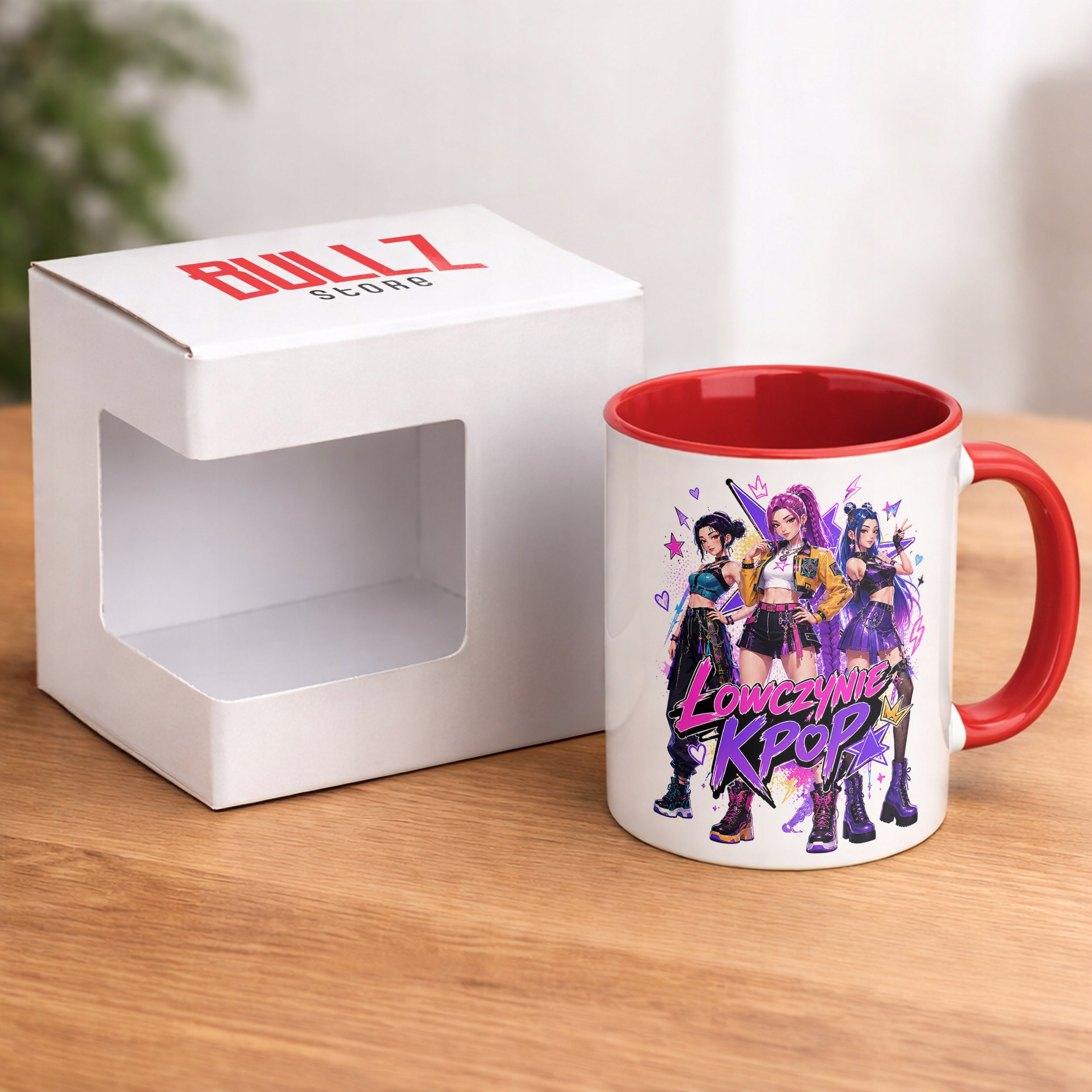 Zestaw Kubek Czerwony Poduszka Z Nadrukiem ŁOWCZYNIE KPOP Prezent