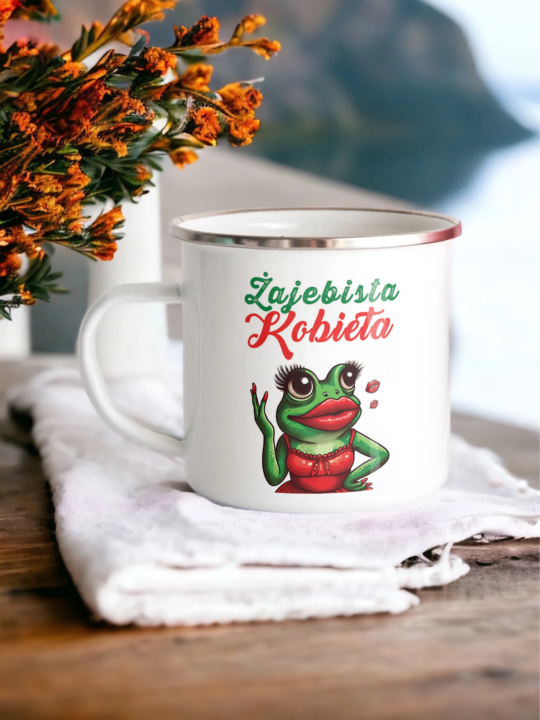 Emaliowany Kubek Garnuszek Dzień Kobiet Dla Kobiety Prezent Upominek