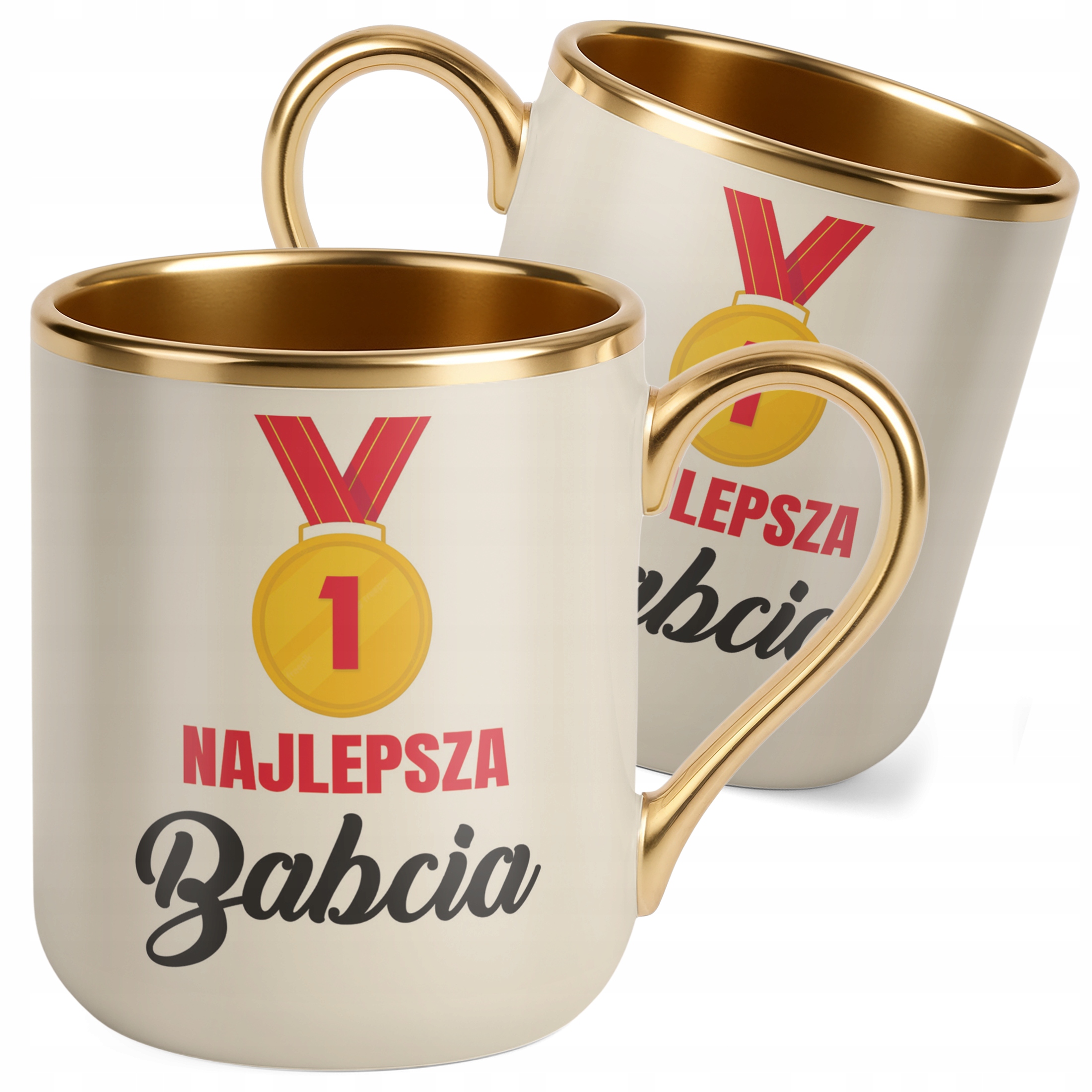 Kubek Premium Złoty Ecru Dzień Babci Dla Babci Prezent Upominek